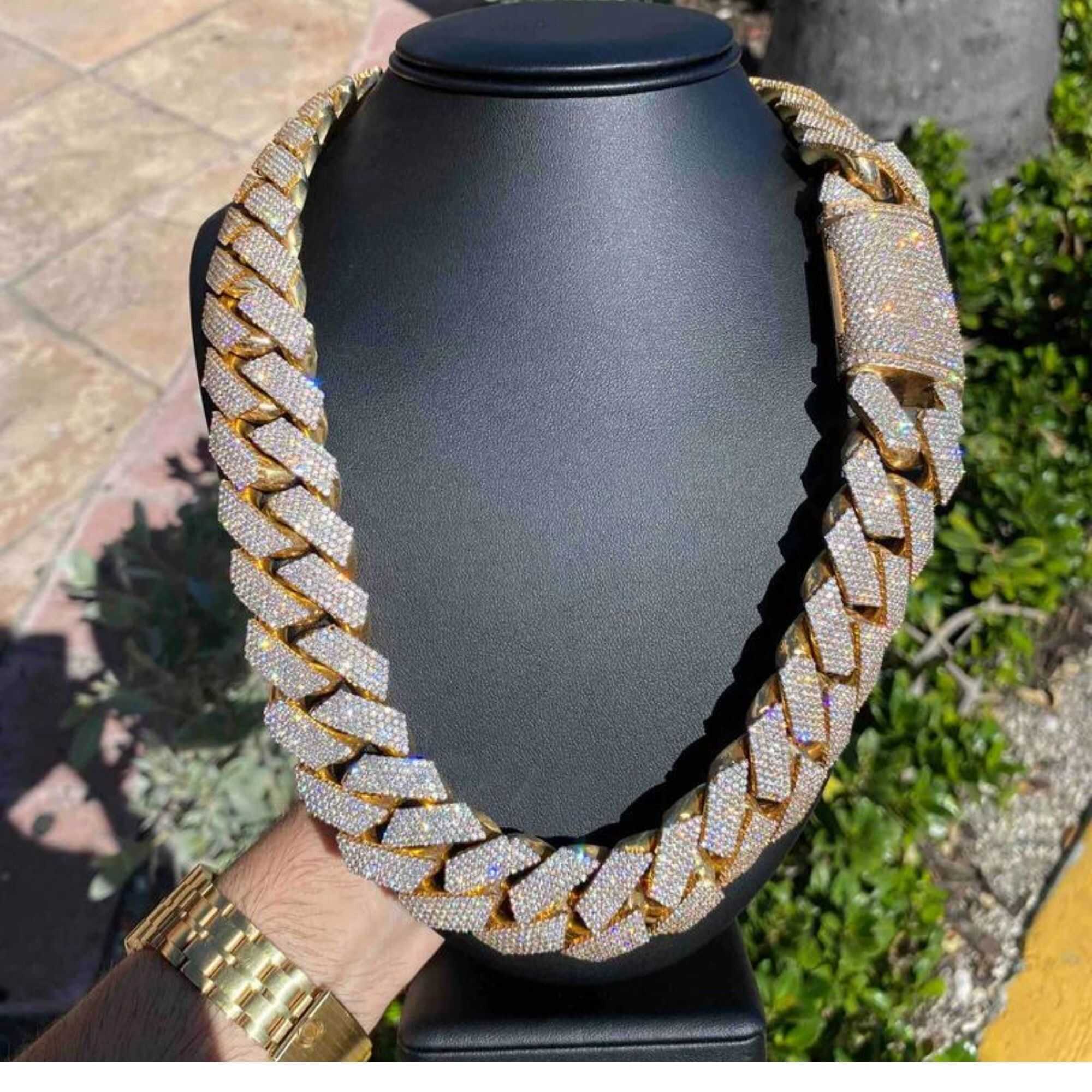 925 Men’s Silver Diamond Moissanite Chains Iced Out Cuban Link Chain - Image 6