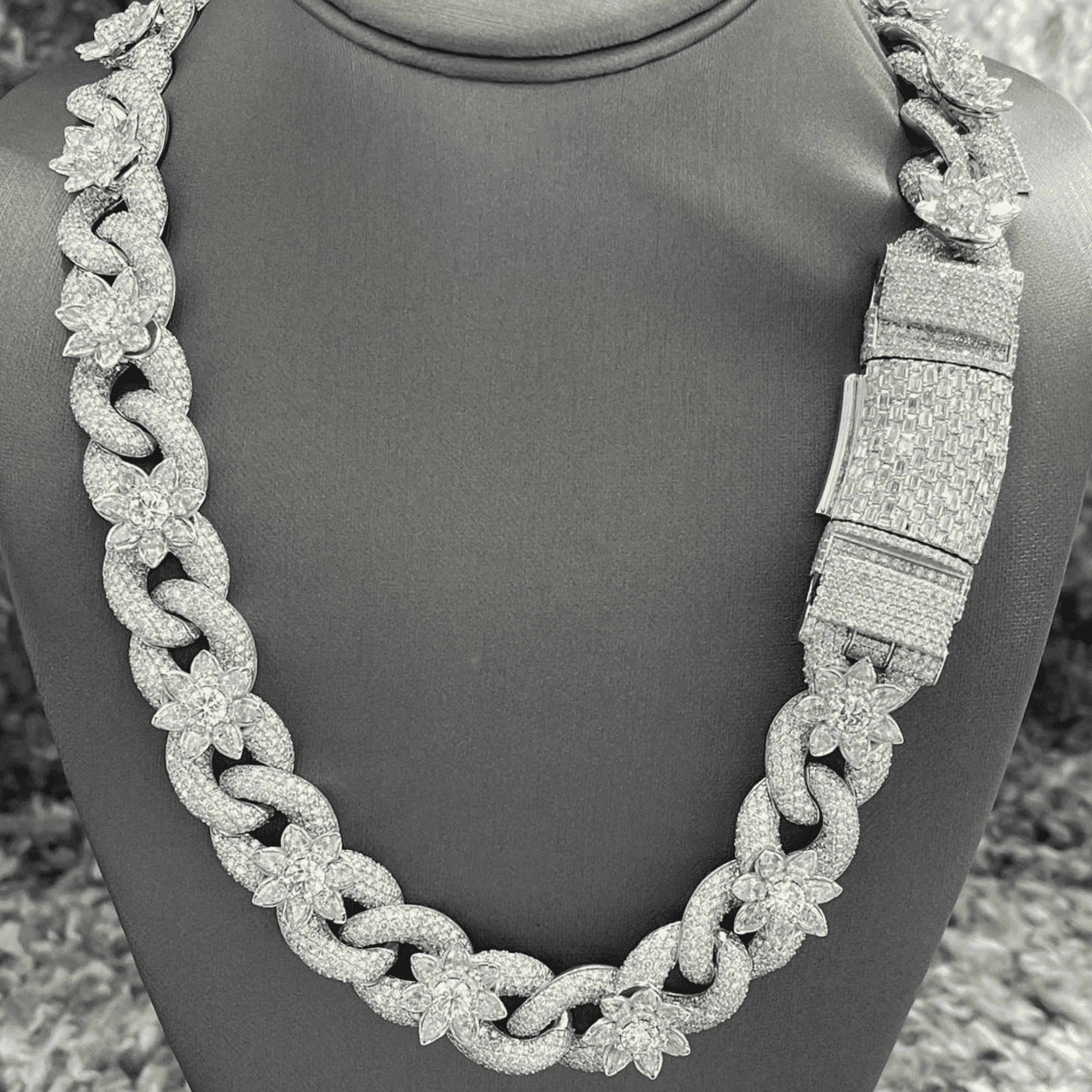 20mm Men’s Diamond Look Silver Moissanite Chains Iced Out Cuban Link Chain