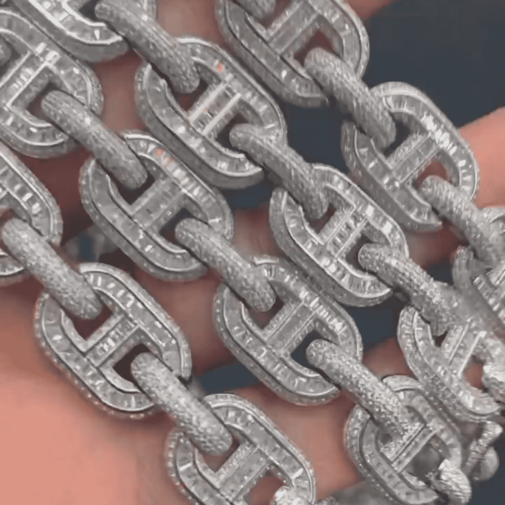 22mm Men’s Silver Diamond Style Moissanite Iced Out Cuban Link Chain - Image 3