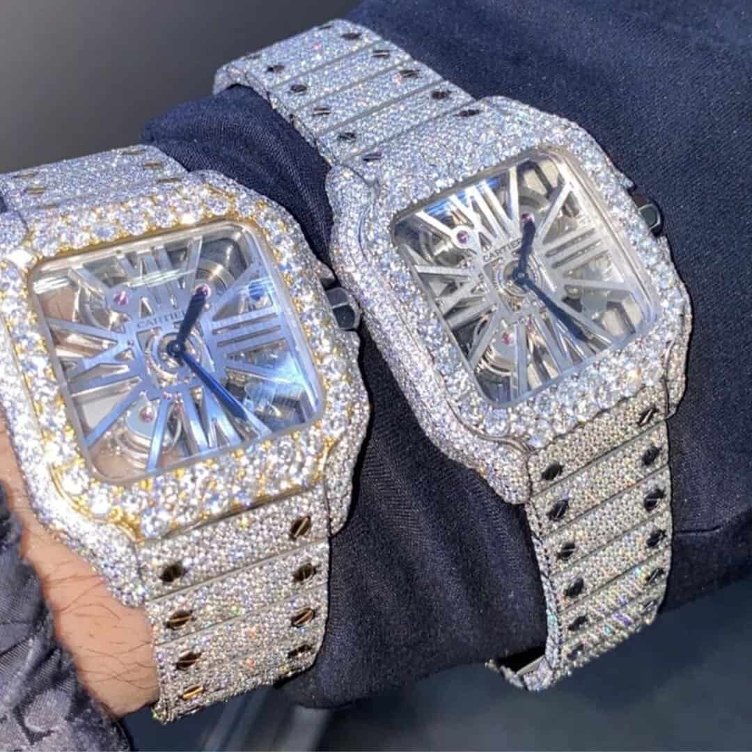 Moissanite Watch for Men with Crystal-Cut Stones - Image 3