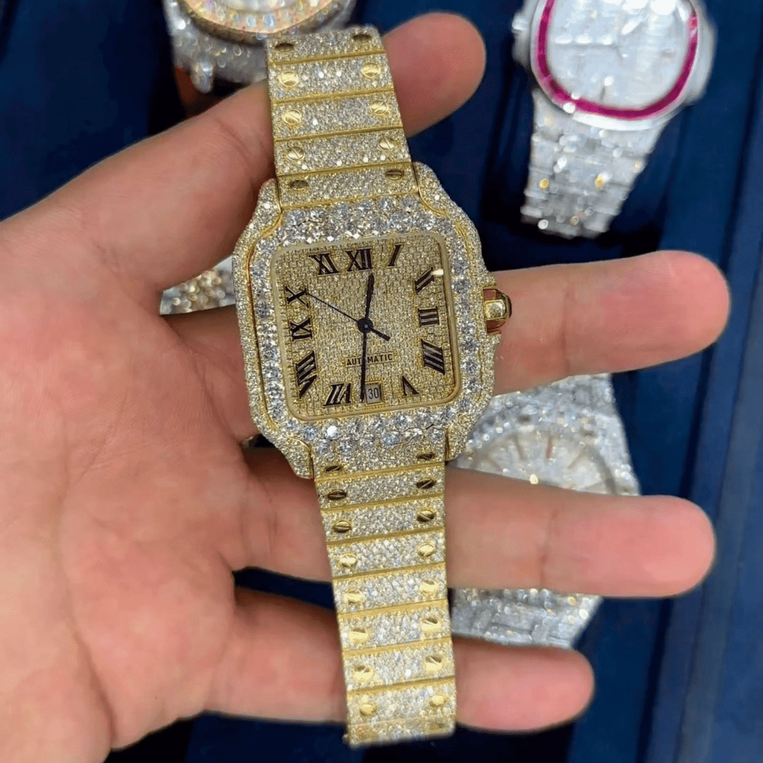 Classic Moissanite Diamond Iced Out Bust Down Automatic Luxury Watch - Image 4