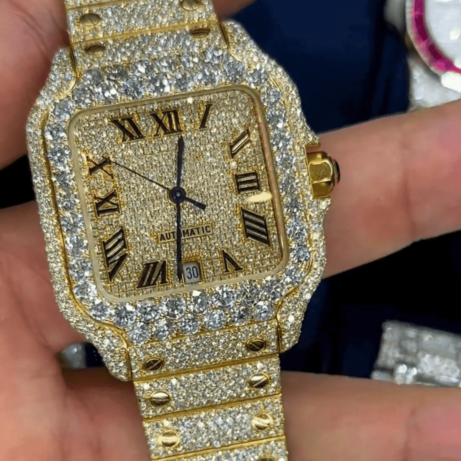 Classic Moissanite Diamond Iced Out Bust Down Automatic Luxury Watch - Image 2