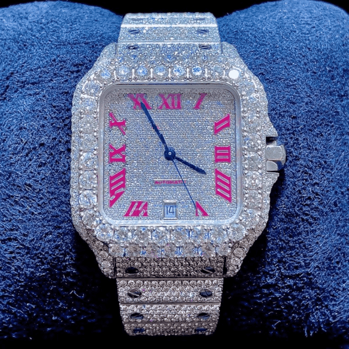 Stainless Steel Bust Down VVS Moissanite Watch for Women