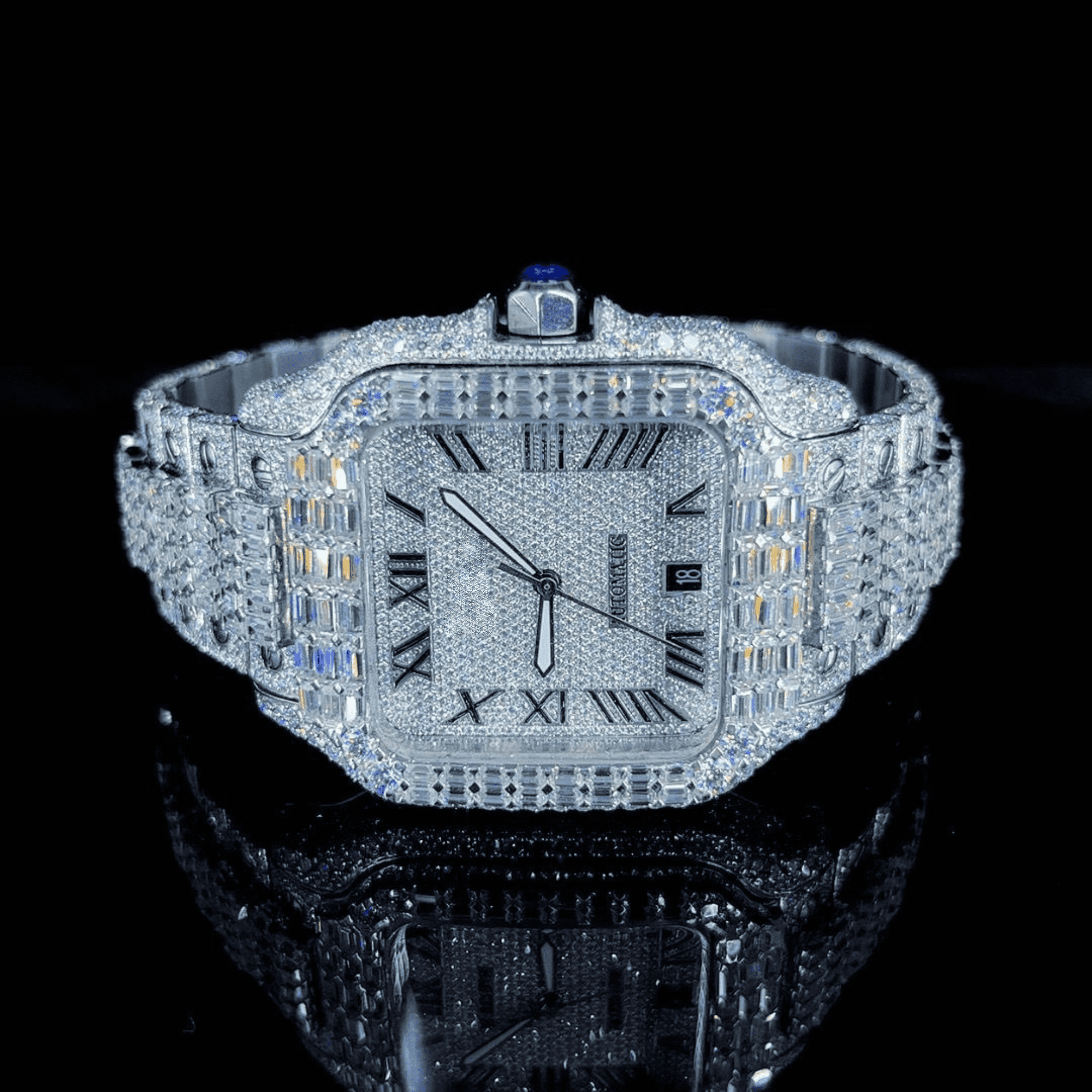 Stainless Steel VVS Moissanite Watch Fully Iced Out Luxury Timepiece - Image 2