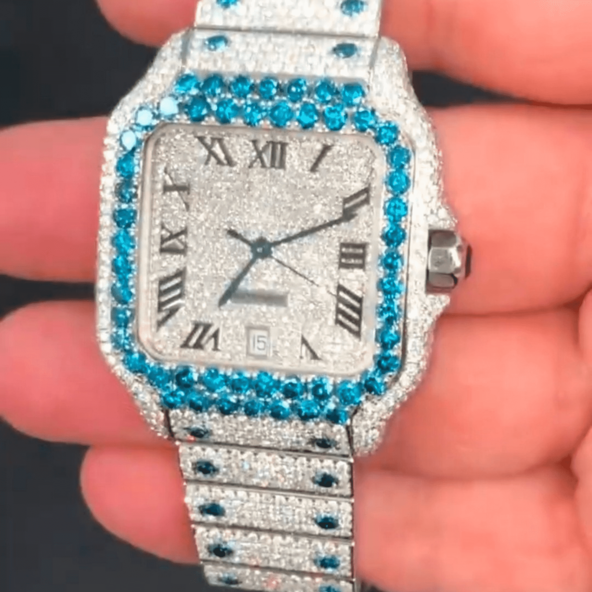 Full Iced Out Moissanite Bust Down Men’s Watch - Image 5