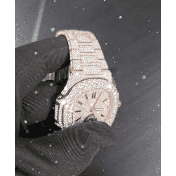 Elegant Moissanite Watches Fully Iced with Round Case for Men & Women - Image 2