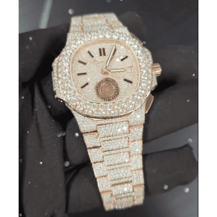 Elegant Moissanite Watches Fully Iced with Round Case for Men & Women - Image 5