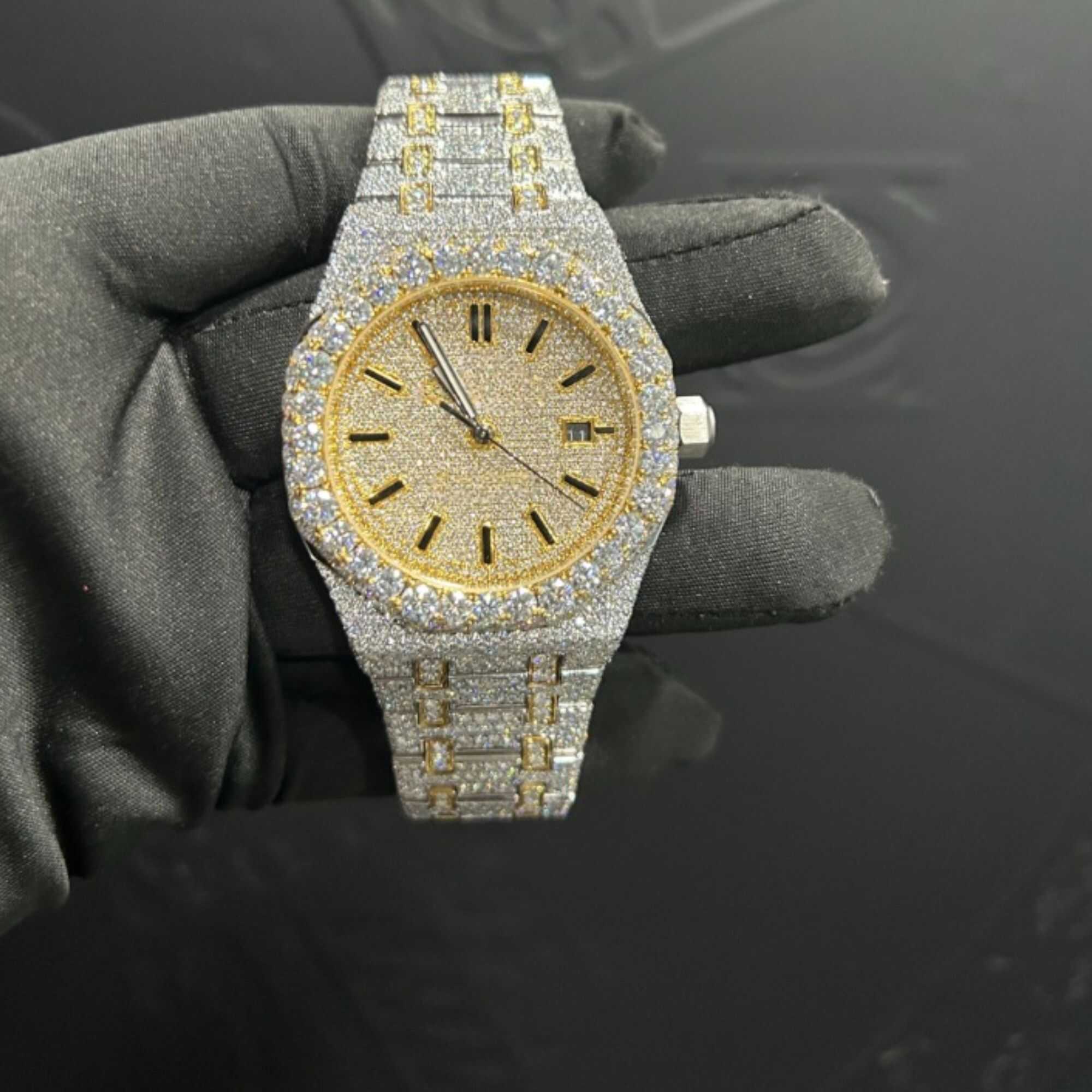 Luxury Moissanite Watches with Multi-Color Gemstones
