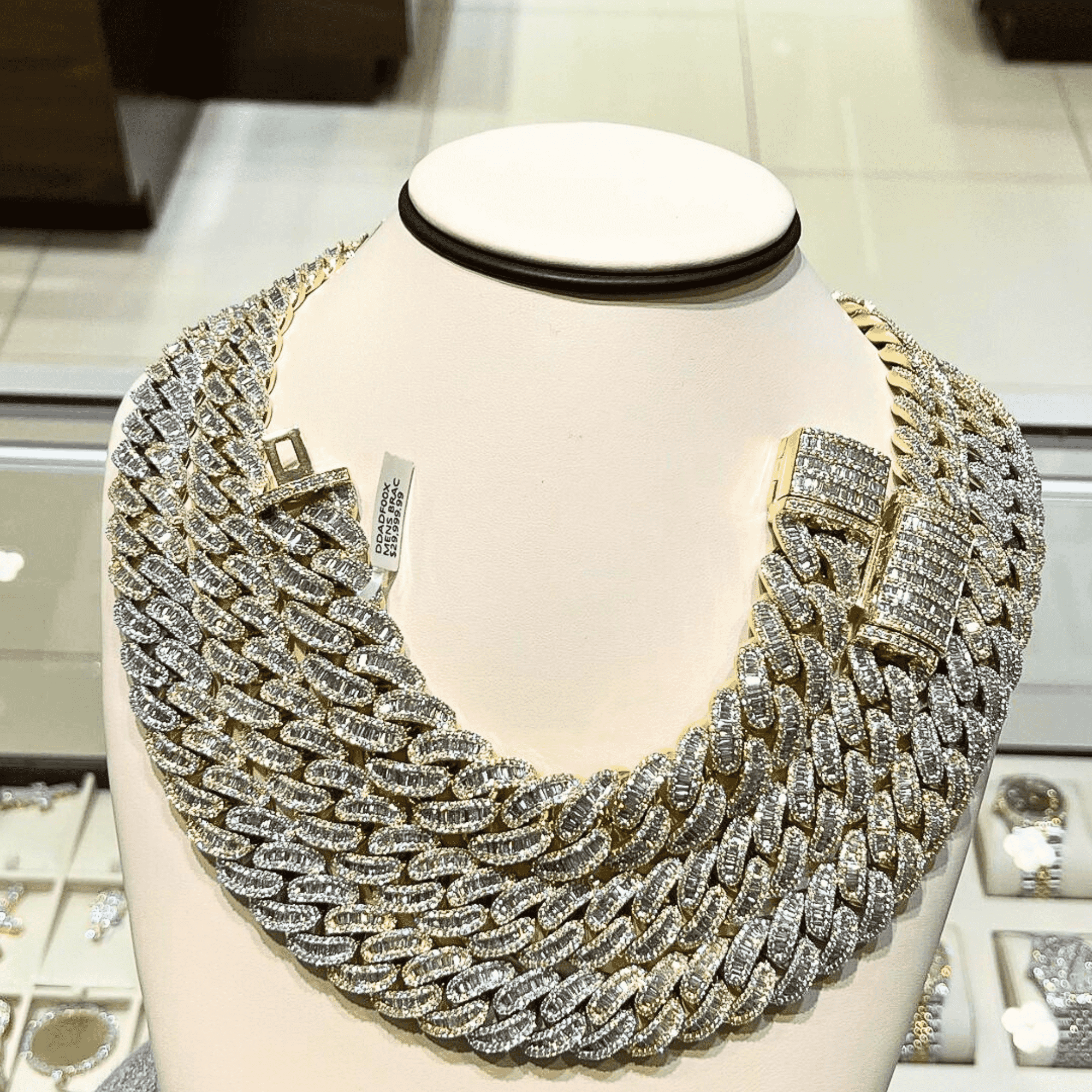14mm Mens Silver Cuban Link Chain VVS MOISSANITE