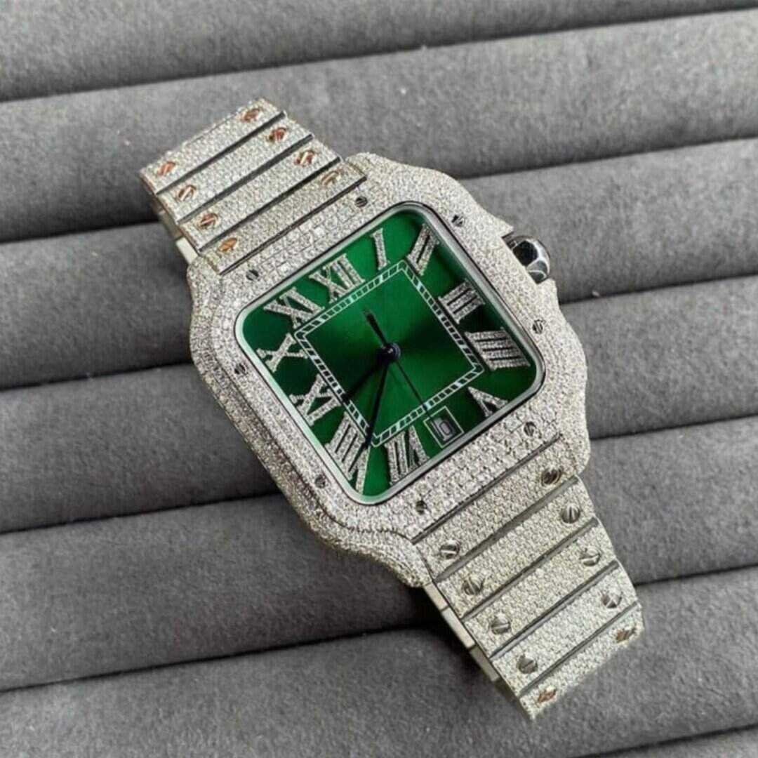 Automatic Bust Down Moissanite Watch With VVS Stones