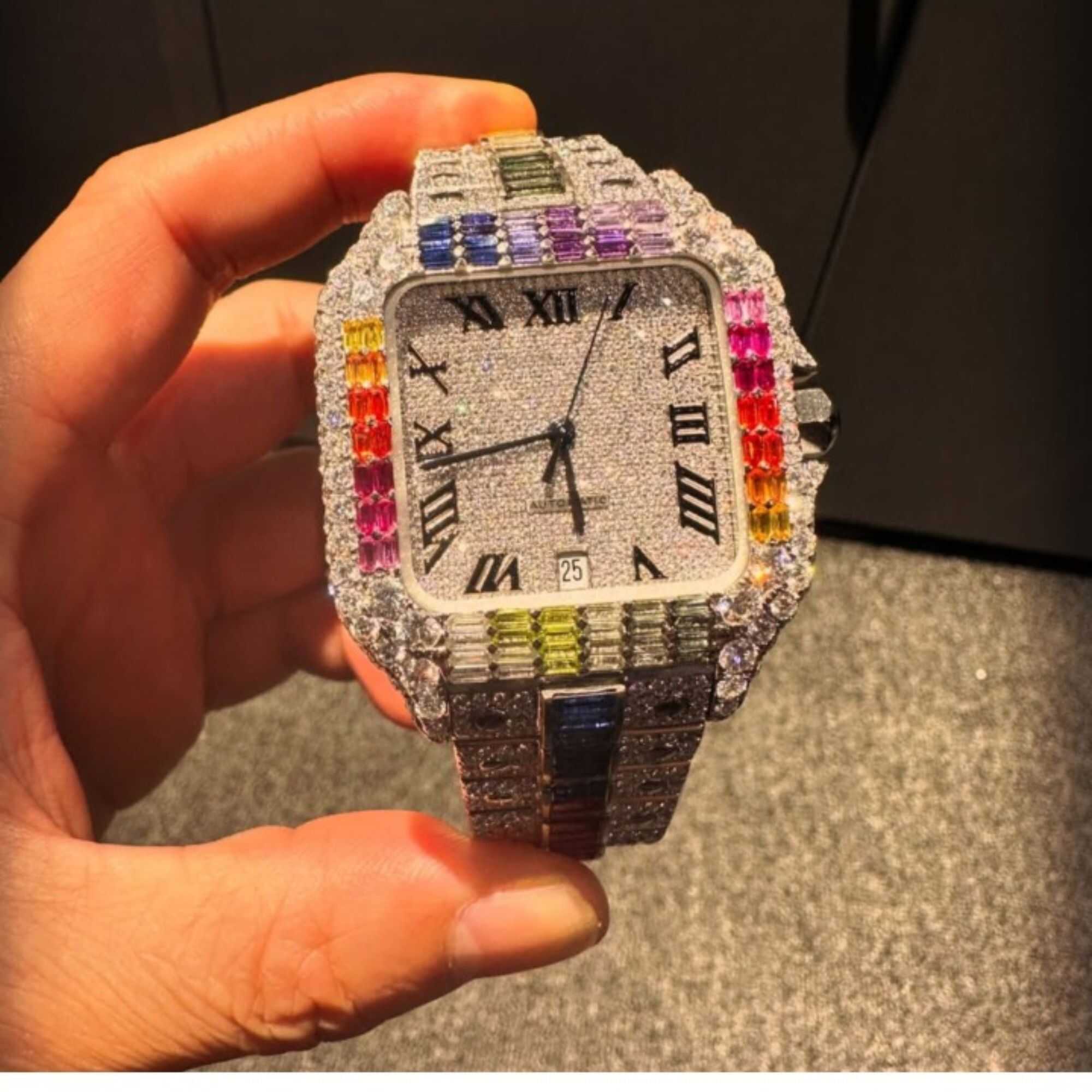 Moissanite Watches Fully Iced Out with Sleek Round Dial for Men & Women - Image 3