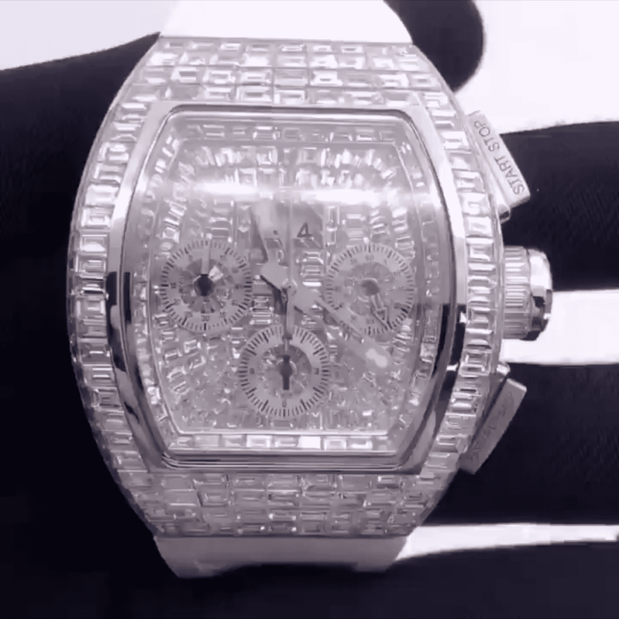 Ultimate Shine Moissanite Iced Out Watch with Silicone Band