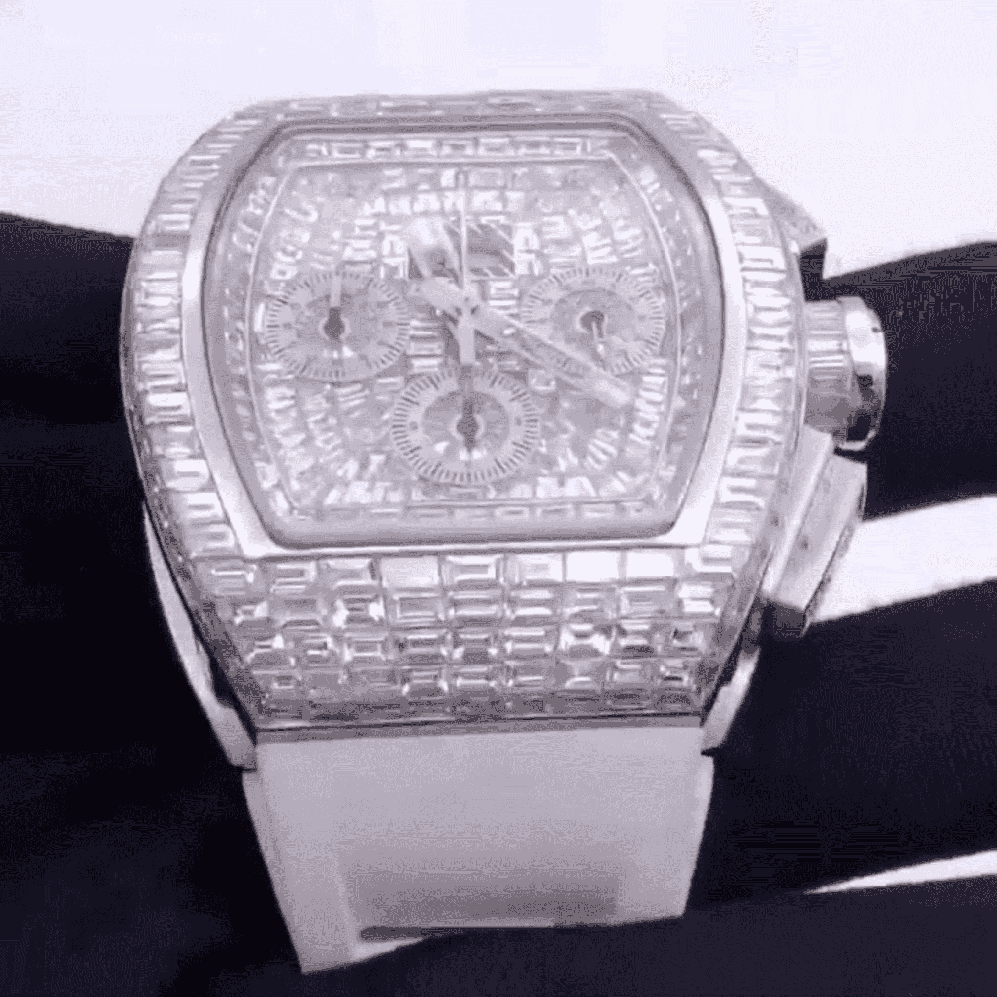 Ultimate Shine Moissanite Iced Out Watch with Silicone Band - Image 4