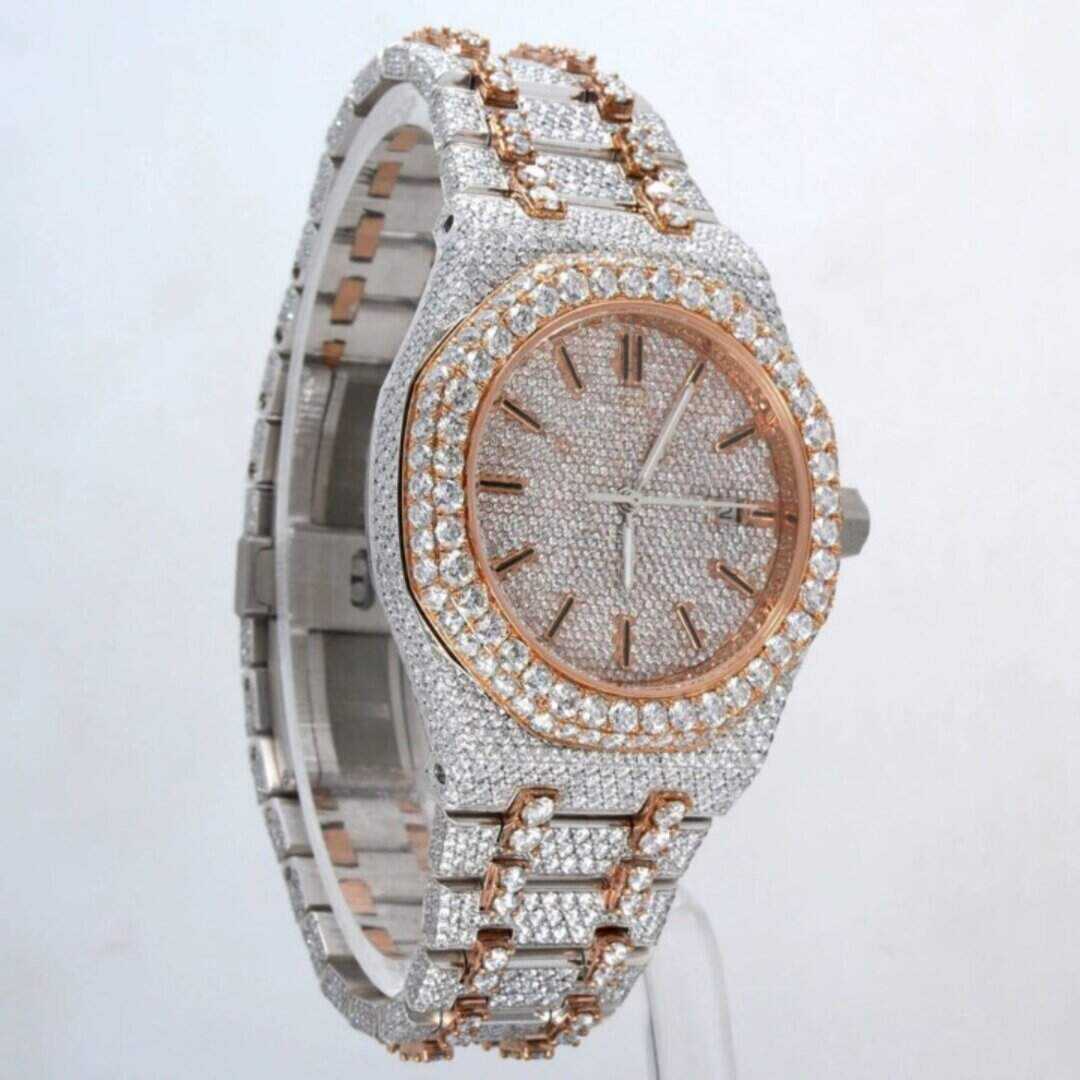 Stainless Steel Fully Flooded VVS Moissanite Watch for Anniversary - Image 2