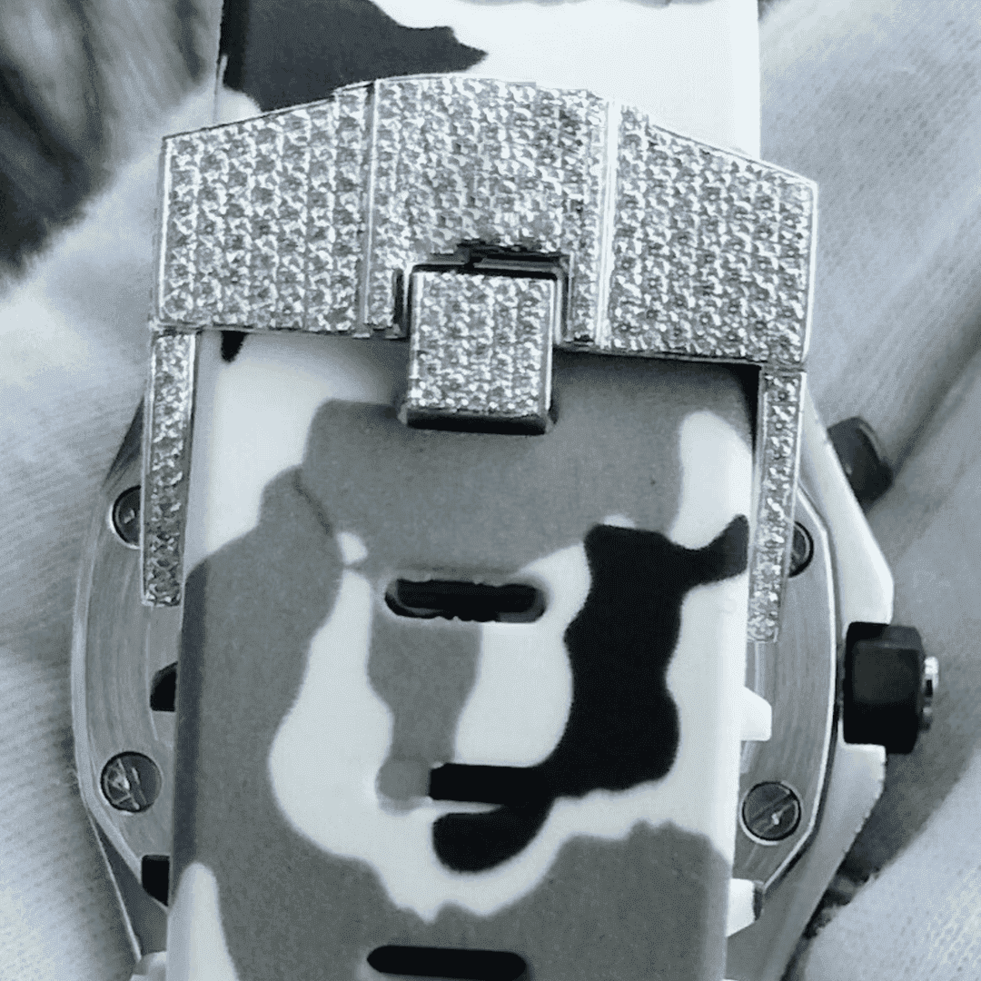 Heavy Iced Out Moissanite Watch Silicone Band - Image 3