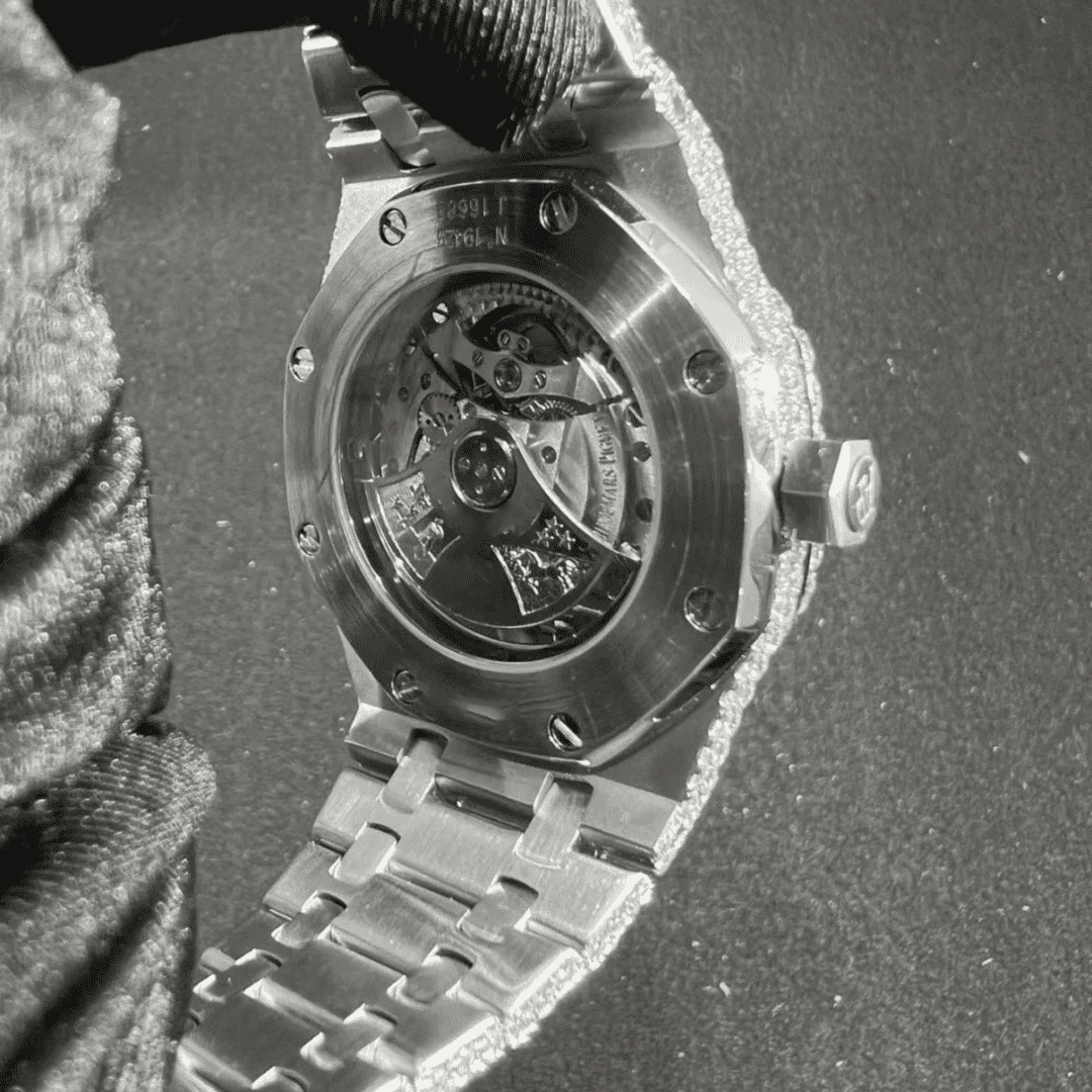 Men’s 44mm Iced Out Watch in 14K White Gold Plating - Image 3