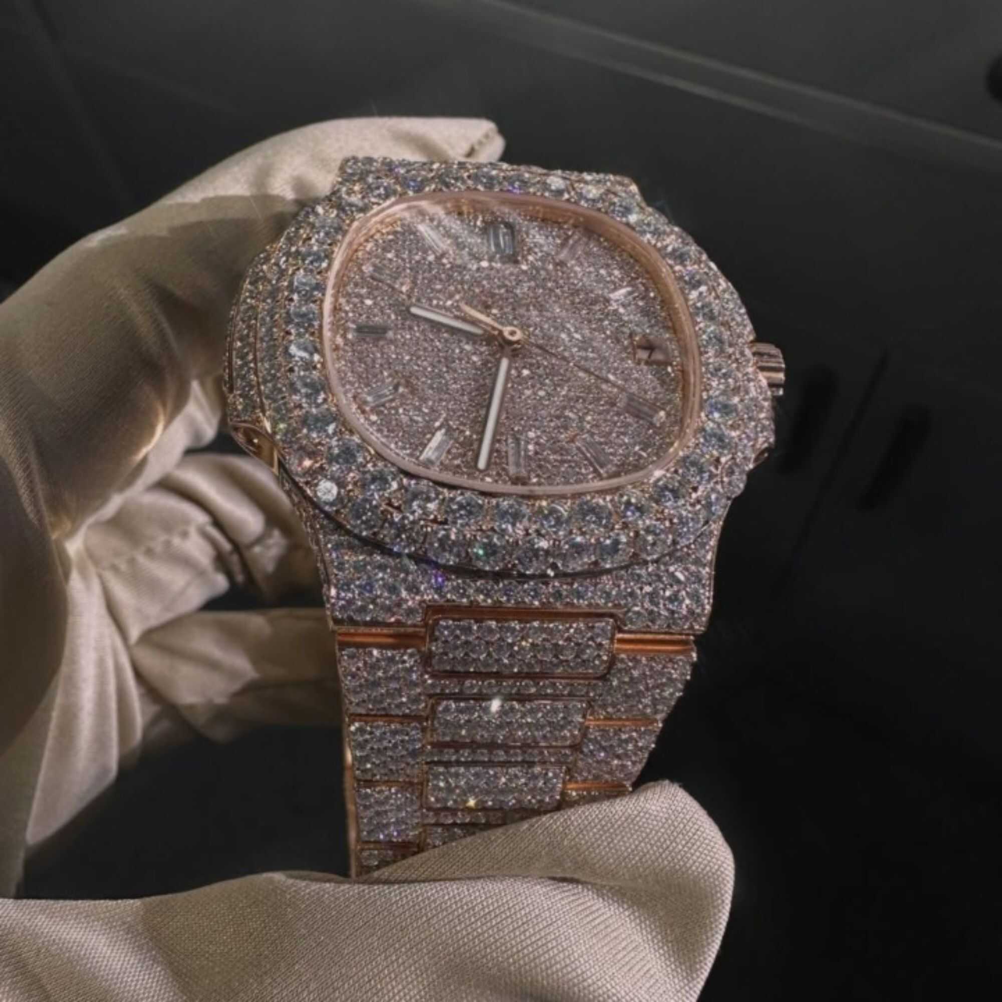 Iced Out Moissanite Watches for Men & Women with Classic Dial - Image 6