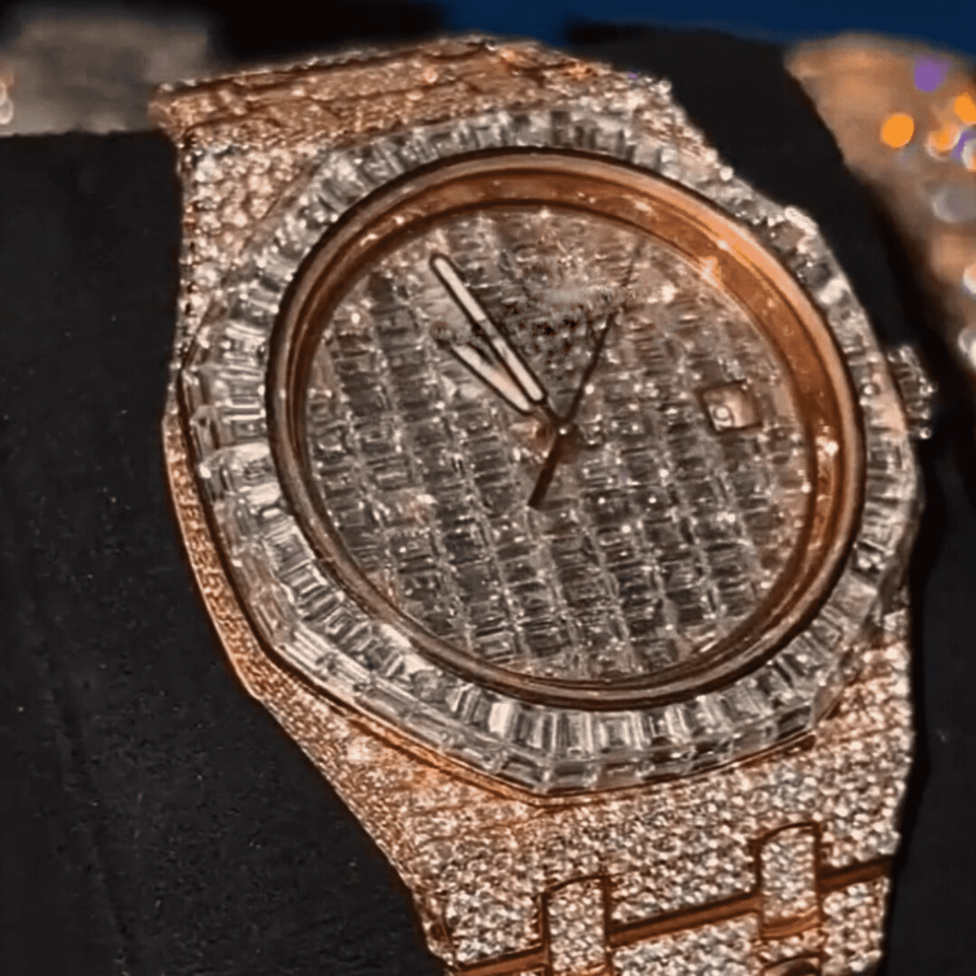 Men’s Stainless Steel Diamond Bust Down Watch