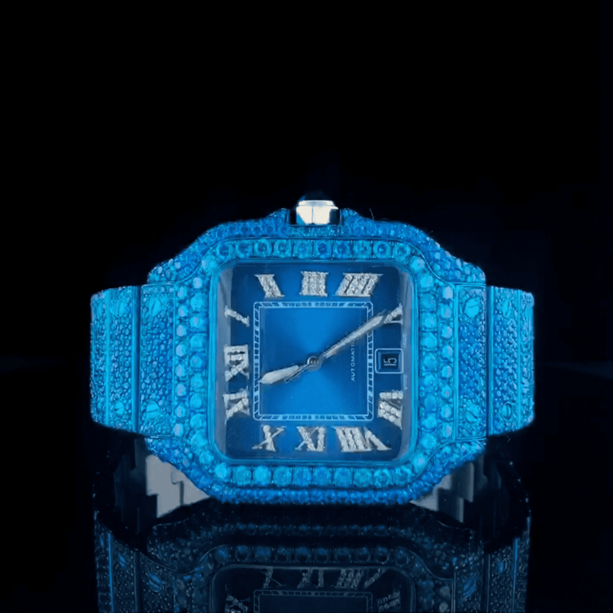 Iced-Out Stainless Steel Statement Watch for Men