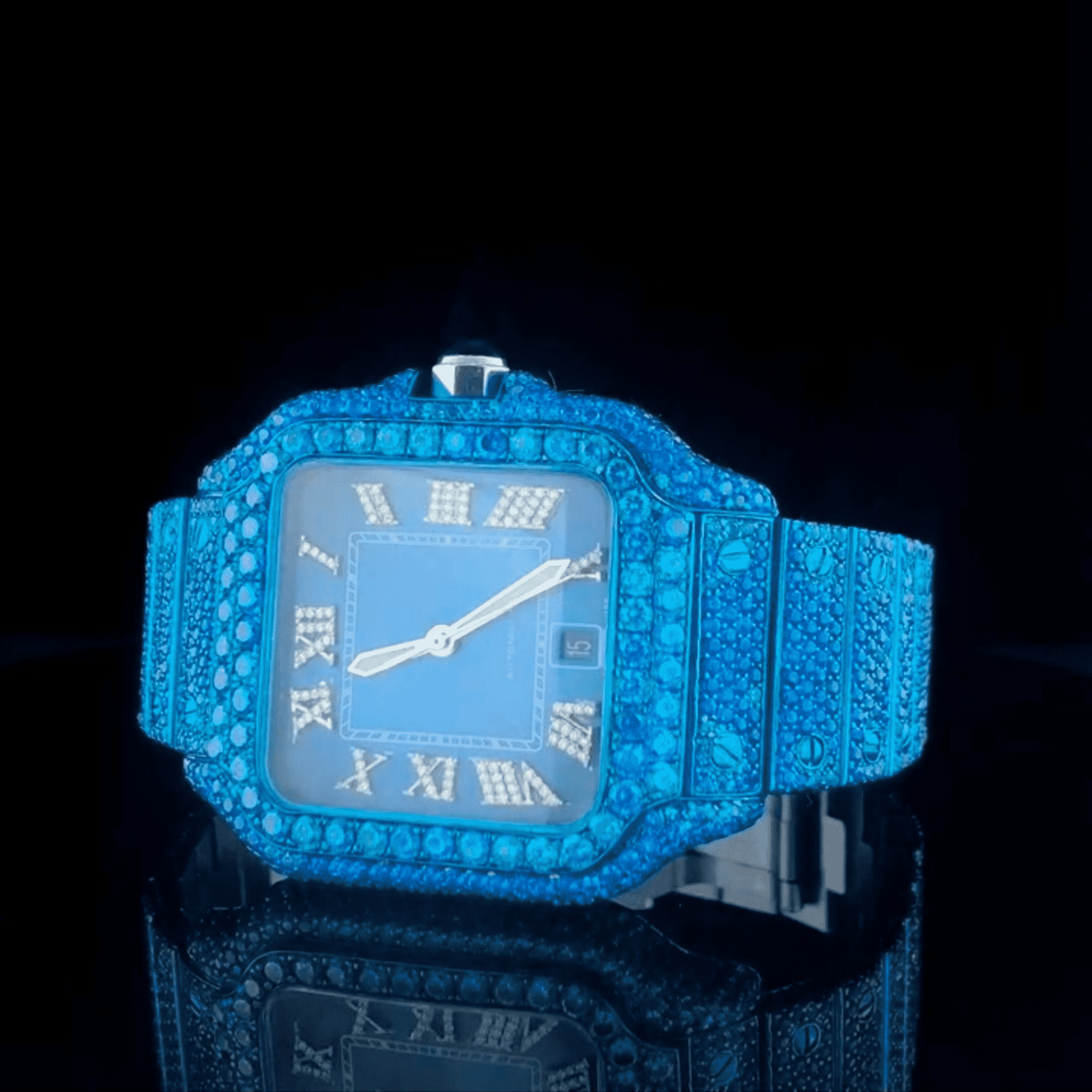 Iced-Out Stainless Steel Statement Watch for Men - Image 5