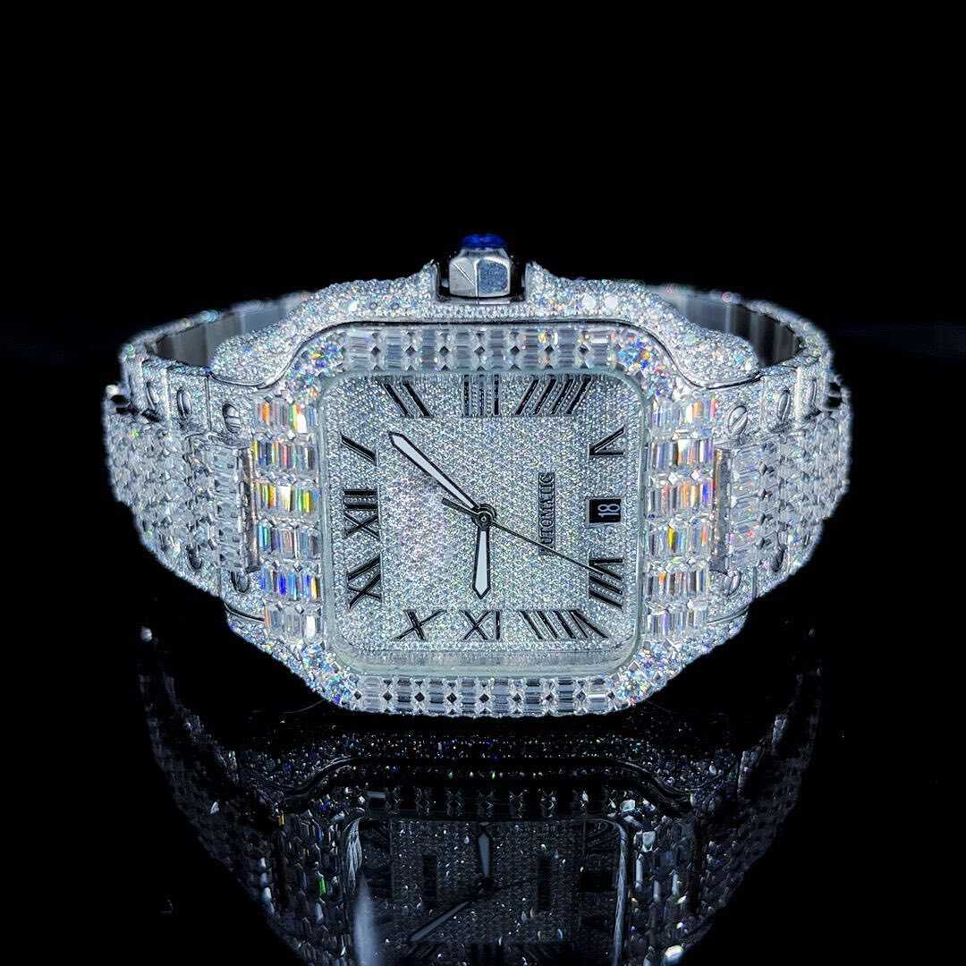 Stainless Steel VVS Moissanite Watch Fully Iced Out Luxury Timepiece