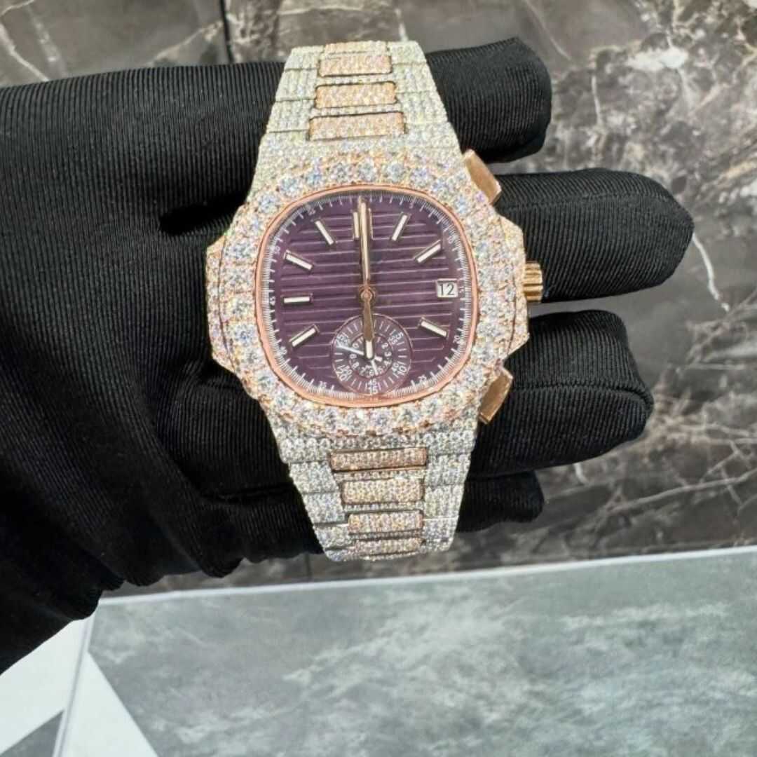 Modern Bust Down Moissanite Watch with Bold Sparkle - Image 4