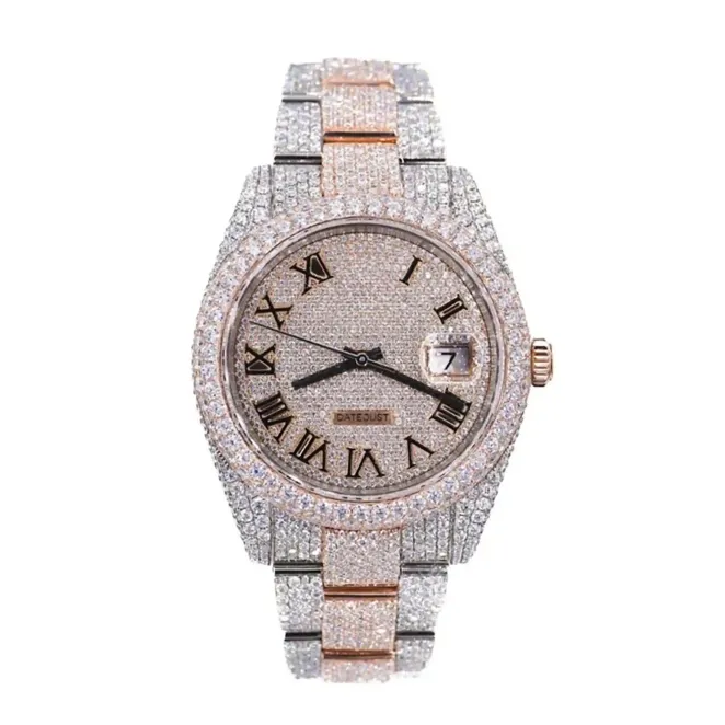 Stainless Steel VVS Moissanite Bust Down Watch