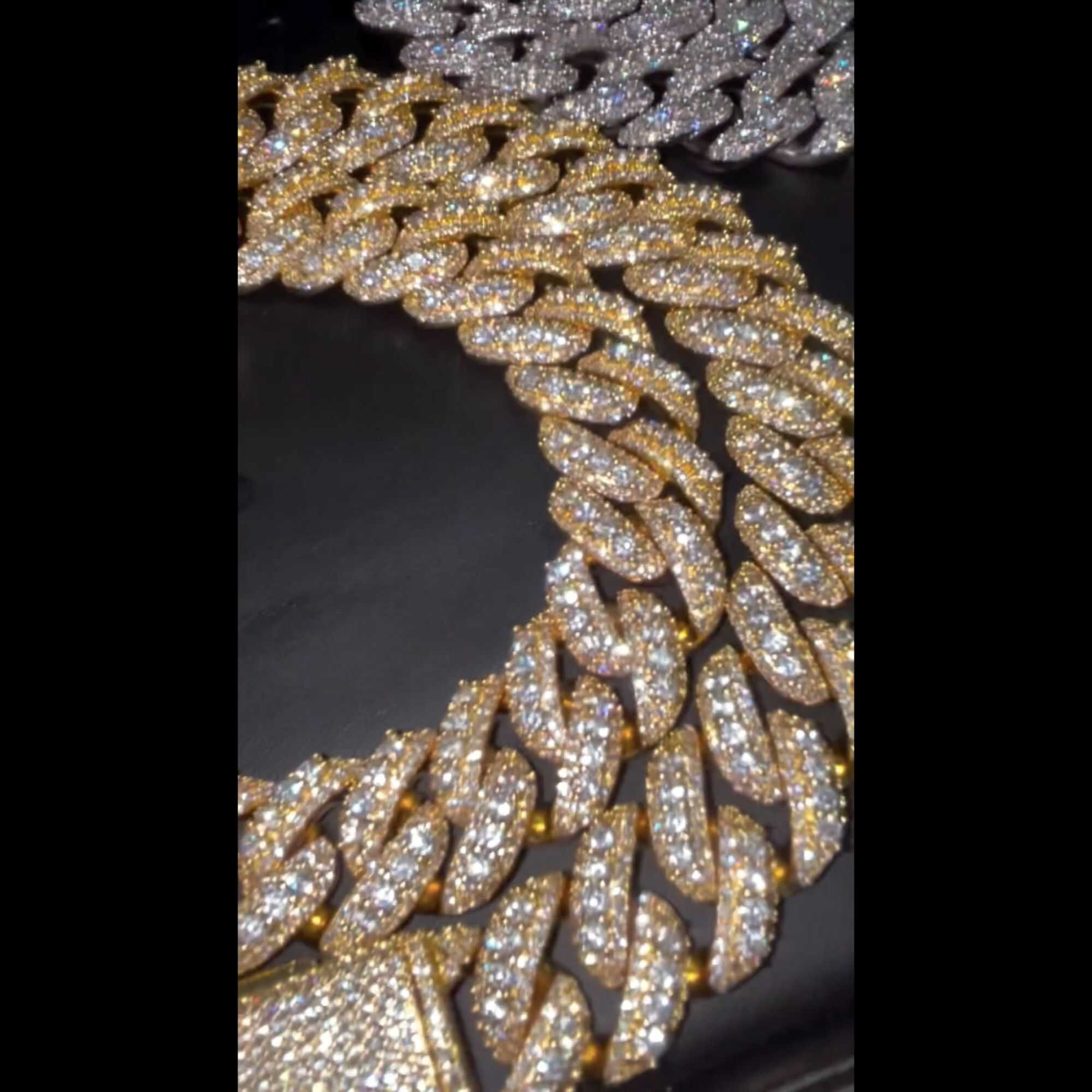 Diamond Finish Silver Men’s Moissanite Chains Iced Out Cuban Link Chain - Image 2