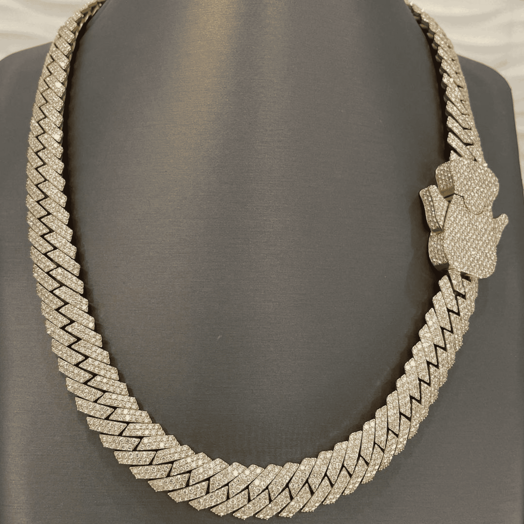 18mm Gold Plated & Silver Diamond Set Men’s Iced Out Cuban Link Moissanite Chains - Image 2