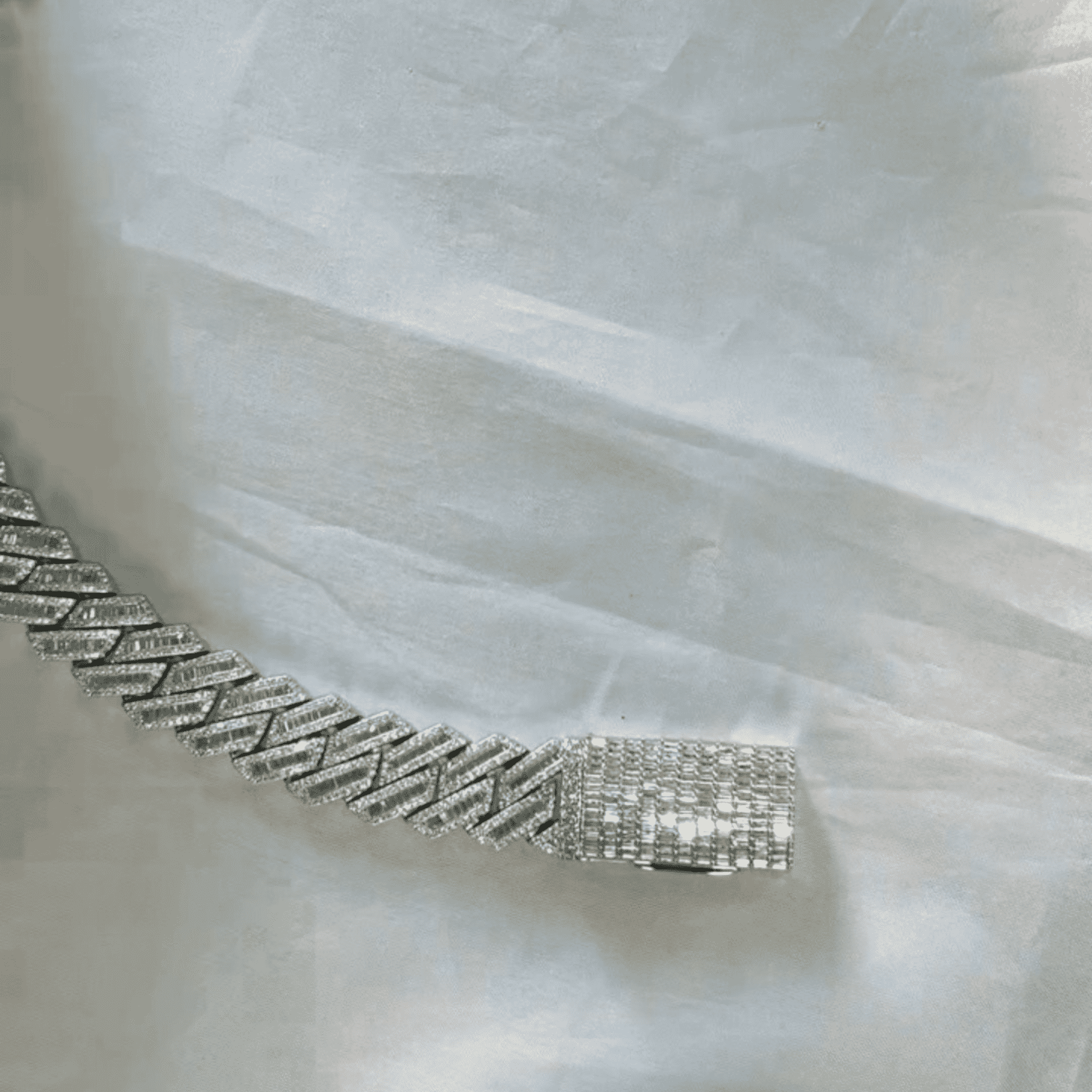 16mm Baguette Men’s Silver Diamond Moissanite Iced Out Cuban Link Chain - Image 3