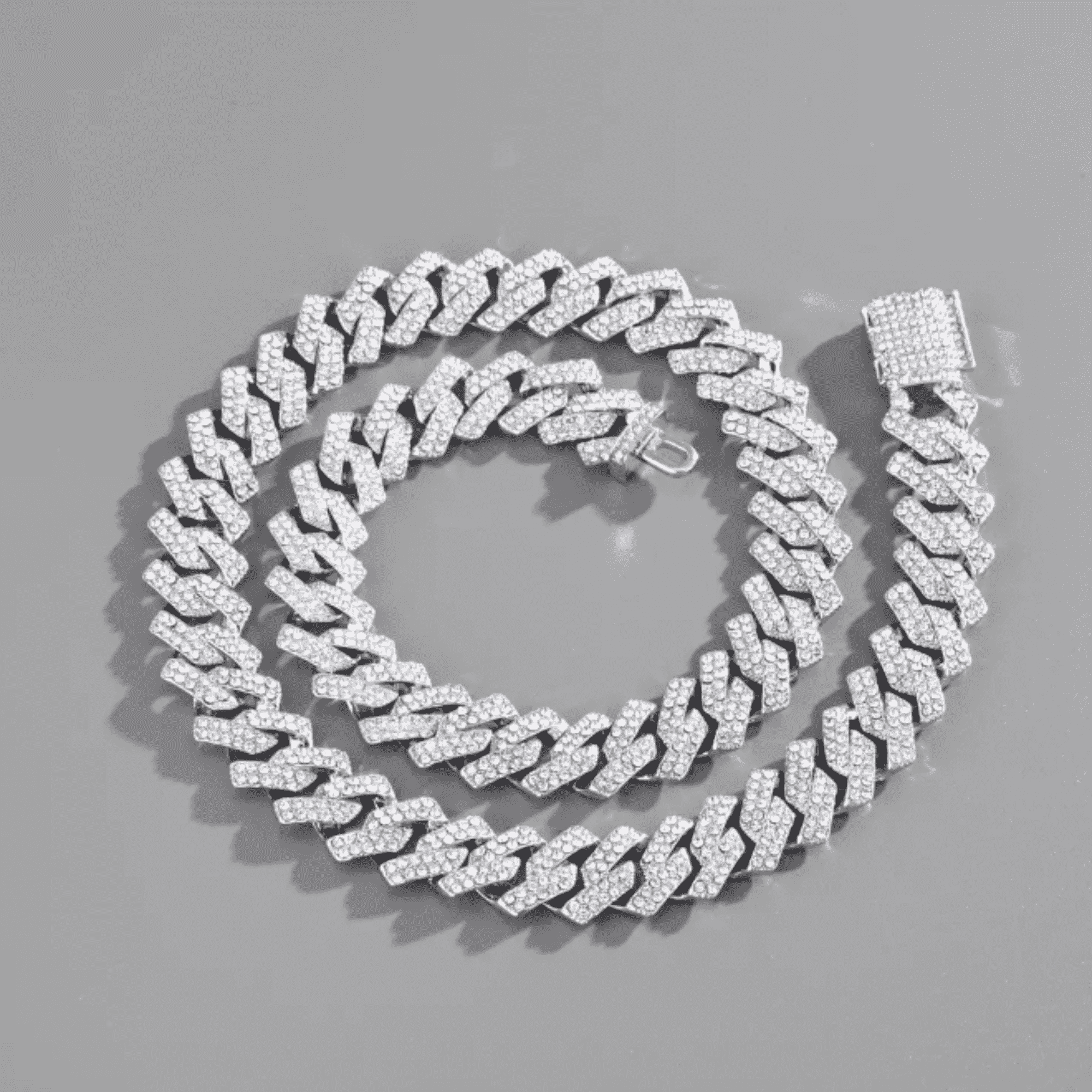 14mm Silver Diamond Men’s Moissanite Iced Out Cuban Link Chain - Image 5