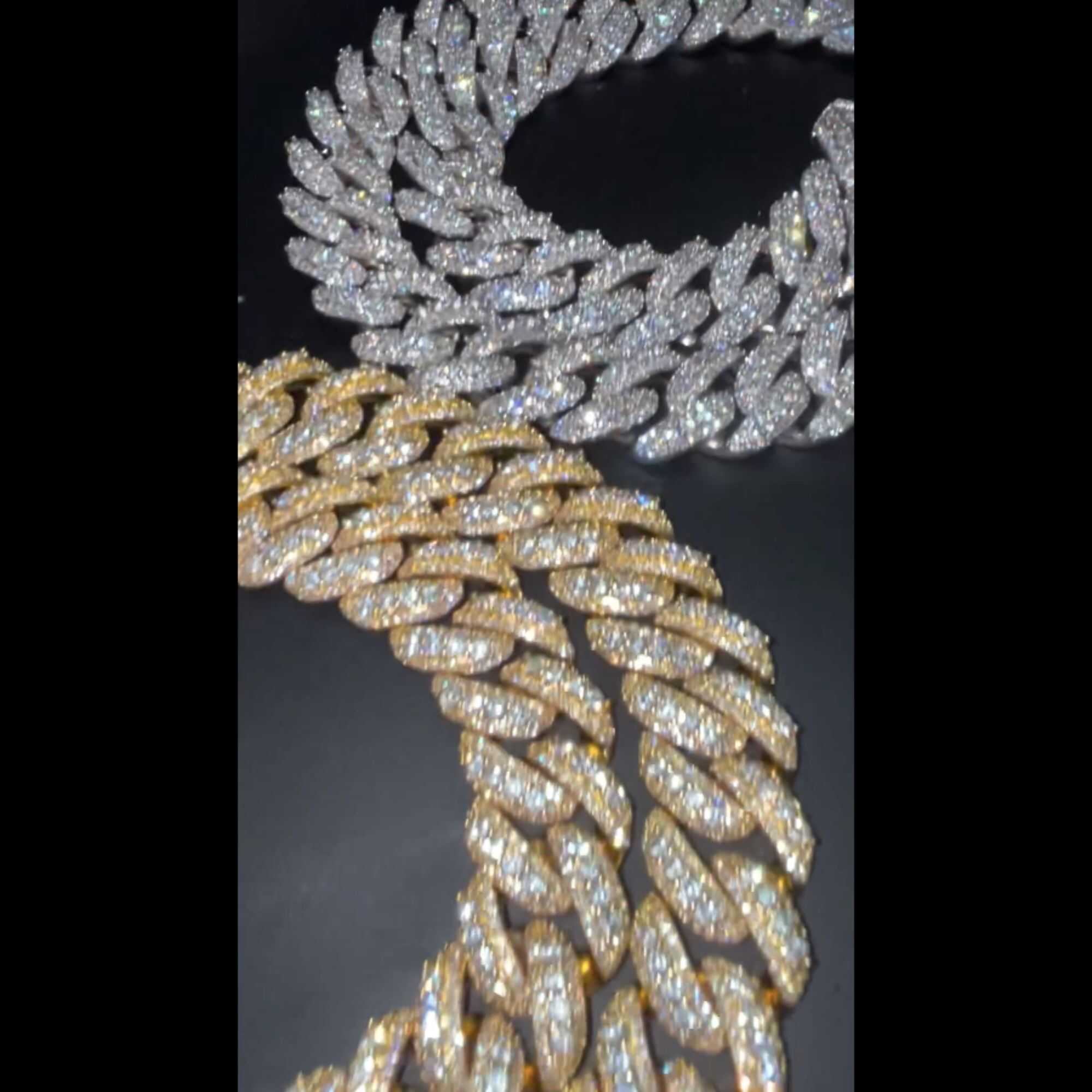 Diamond Finish Silver Men’s Moissanite Chains Iced Out Cuban Link Chain - Image 5