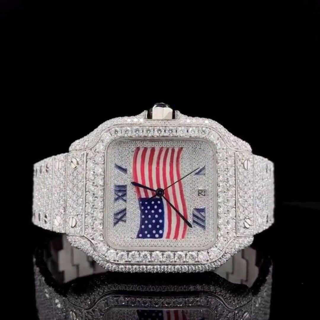 Classic Moissanite Diamond Iced Out Bust Down Automatic Watch