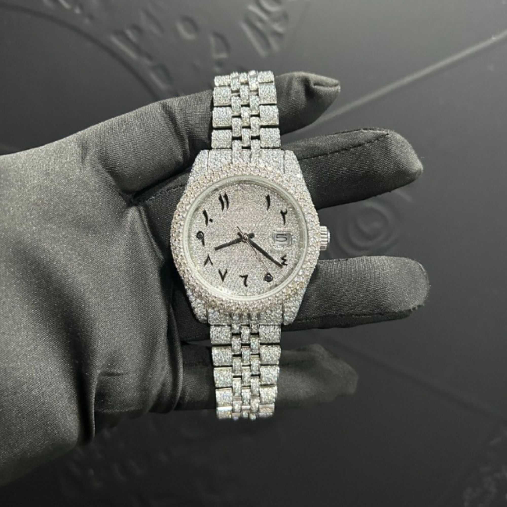 Men & Women Moissanite Watches with Stainless Steel Band