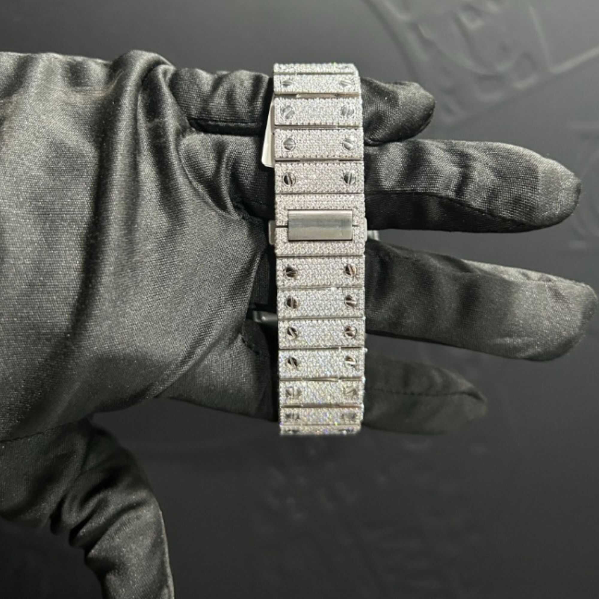 Elegant Moissanite Watches with Gold & Silver Iced Band - Image 3
