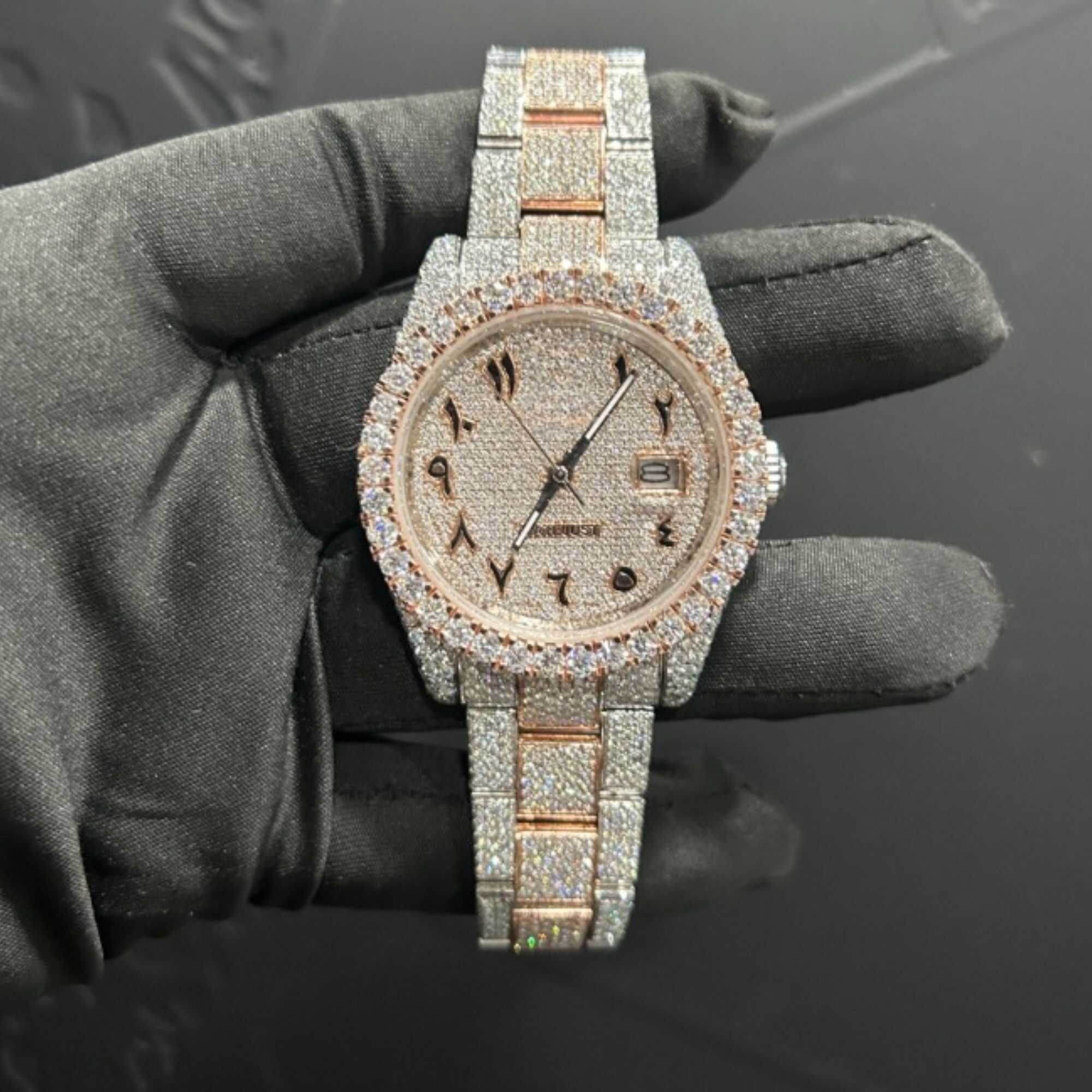 Luxury Moissanite Watches with Skeleton Dial Iced Out