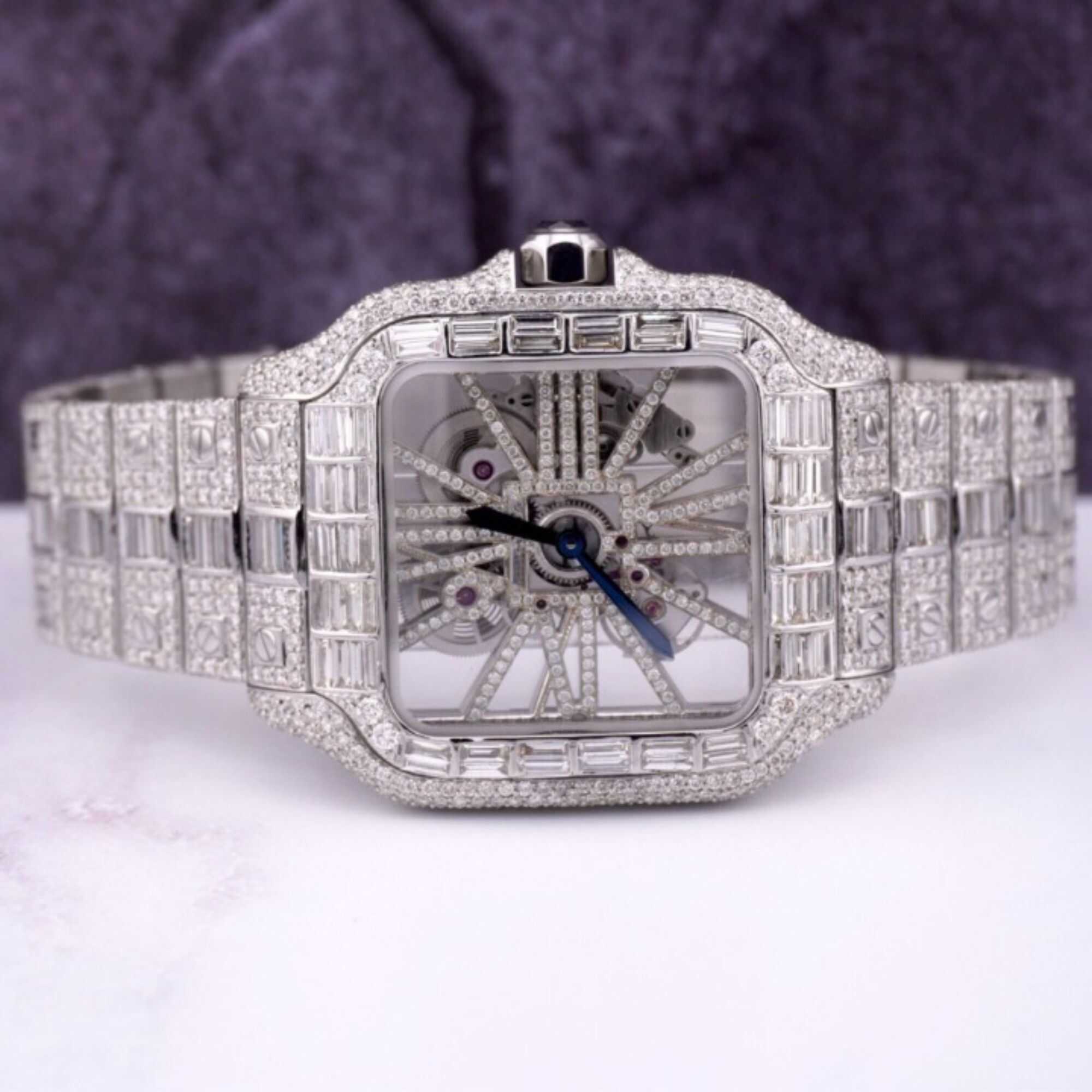 Diamond Finish Bust Down Iced Out Watches, Moissanite Watches