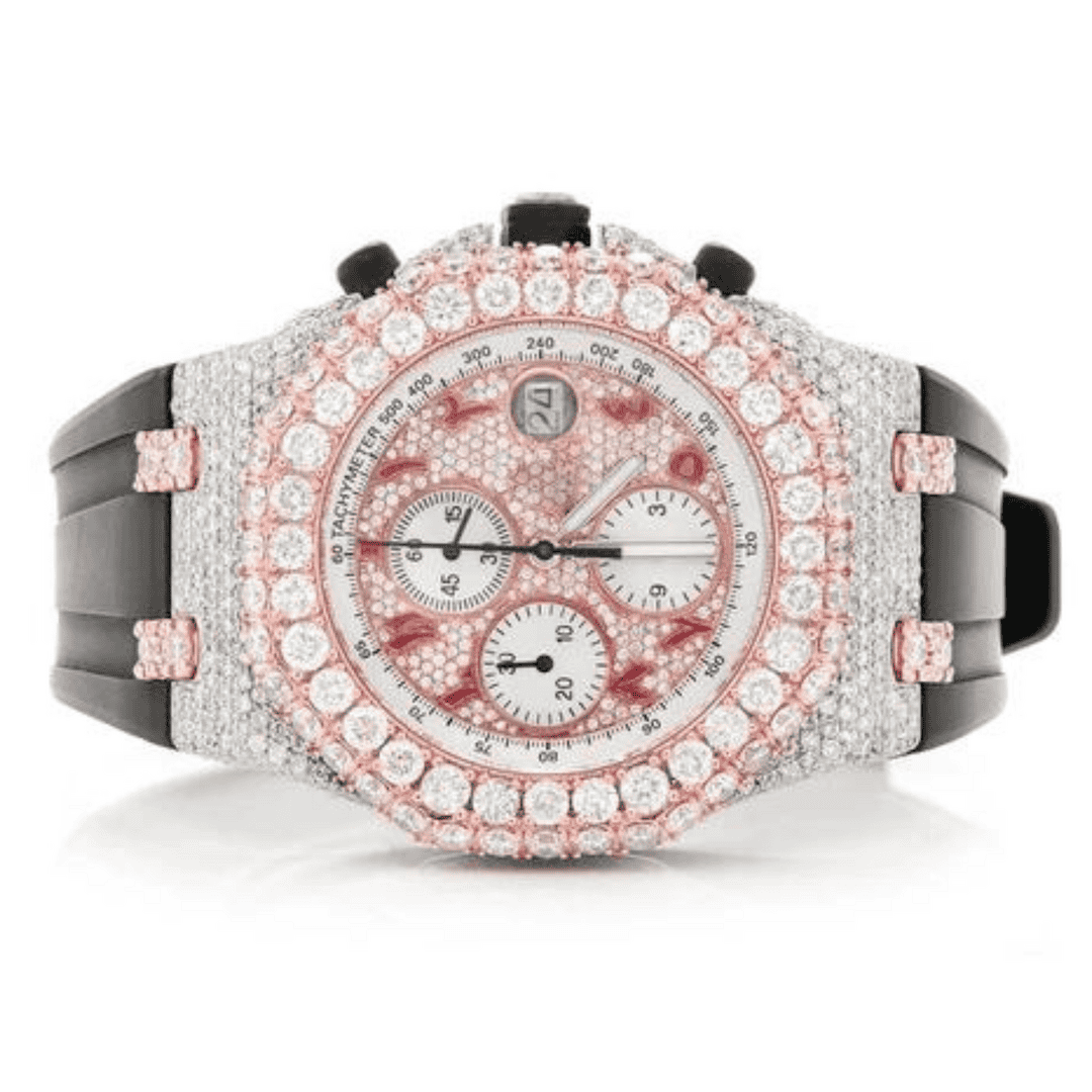 Silicone Band Iced-Out Moissanite Watch - Image 6