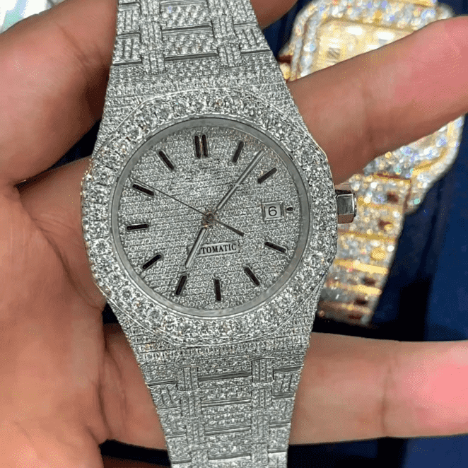 Iced Out Moissanite Diamond Automatic Watch