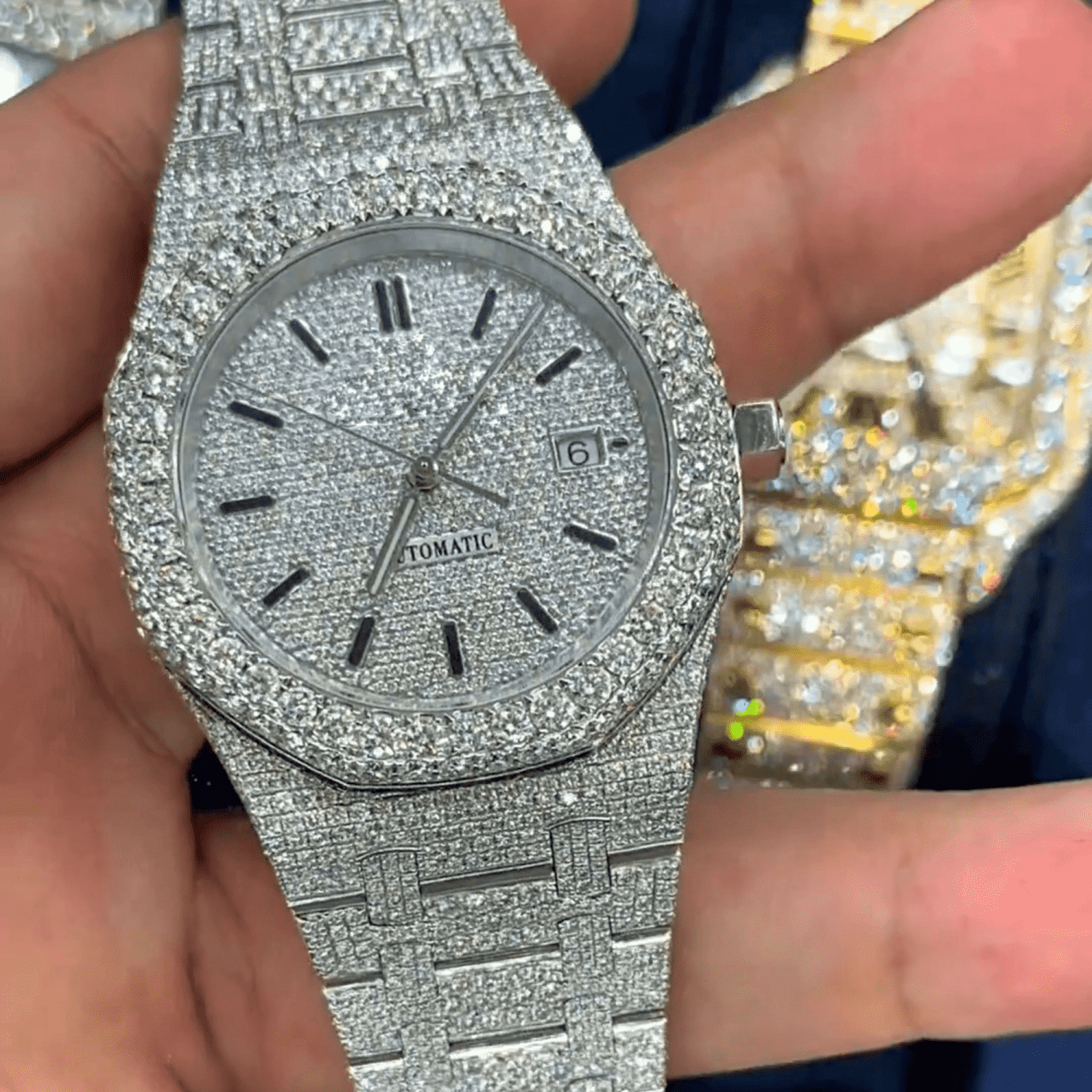 Iced Out Moissanite Diamond Automatic Watch - Image 3