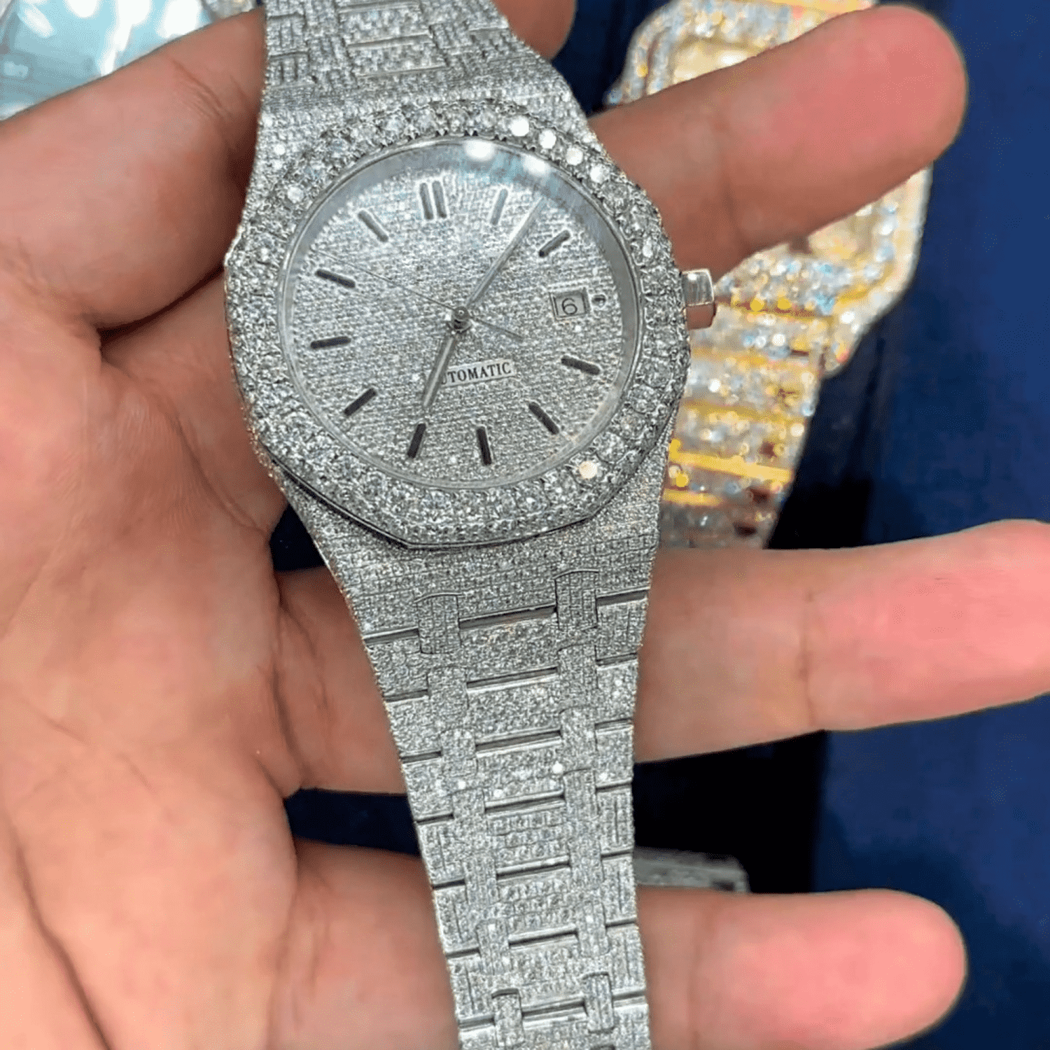 Iced Out Moissanite Diamond Automatic Watch - Image 2