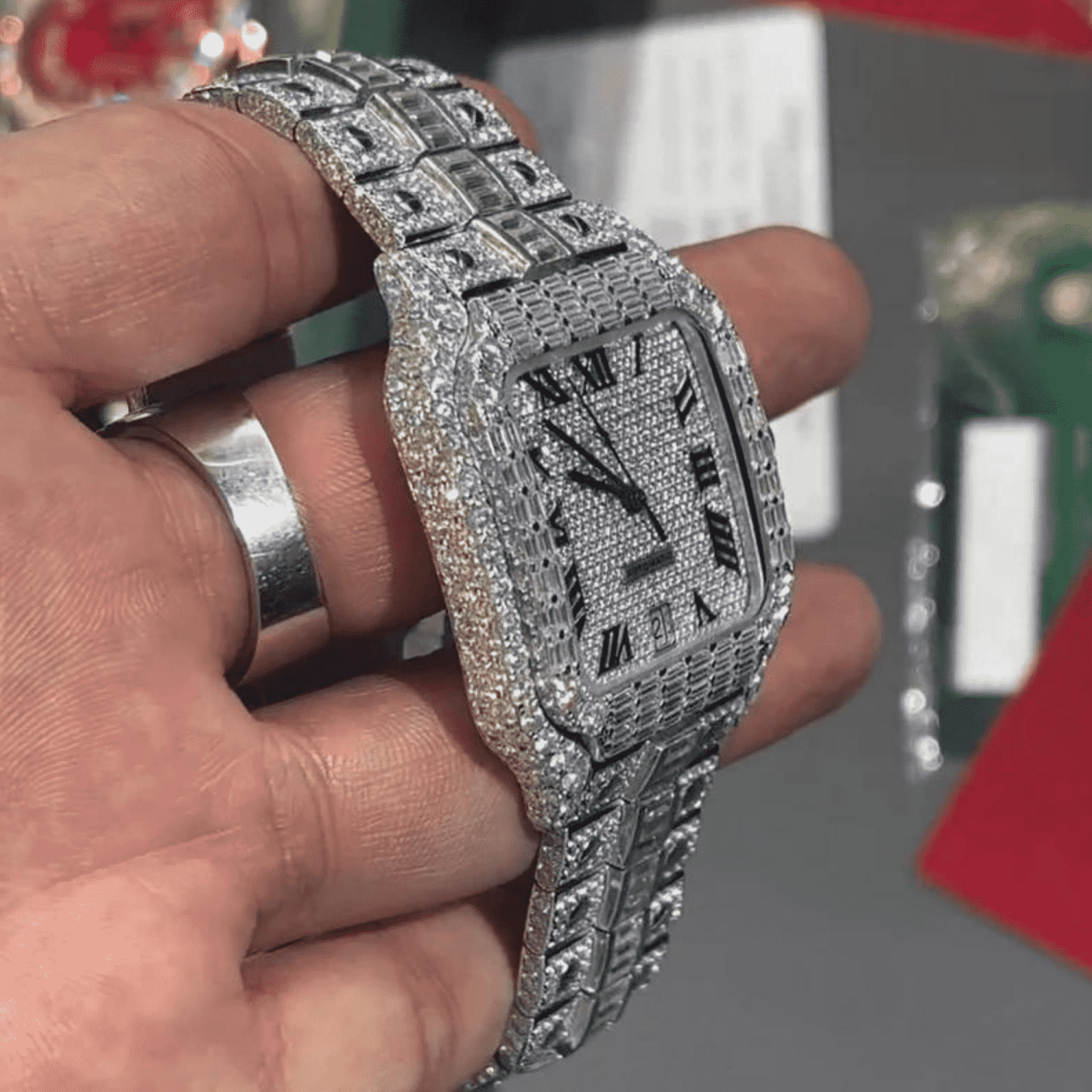 Moissanite Diamond Watch In Unique Style Fully Iced Out Watch - Image 3