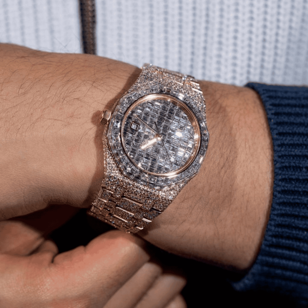 Stainless Steel Bust Down Moissanite Watch for Men - Image 2