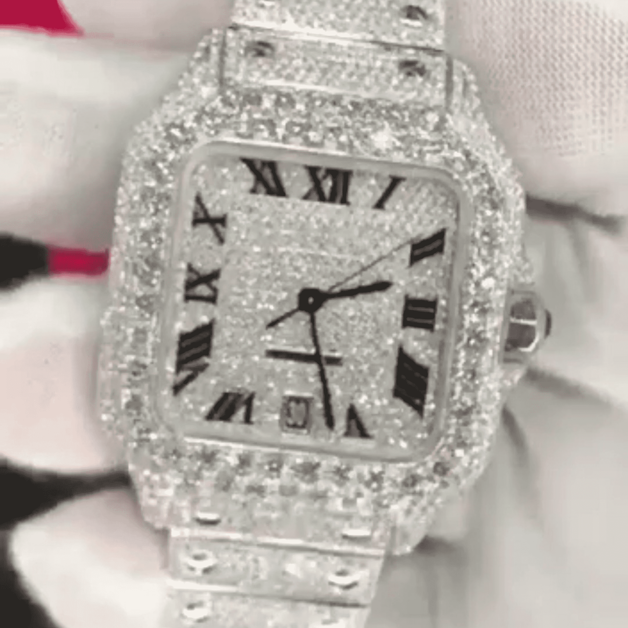 Men’s 44mm Iced Out Watch in 14K White Gold Plated - Image 4