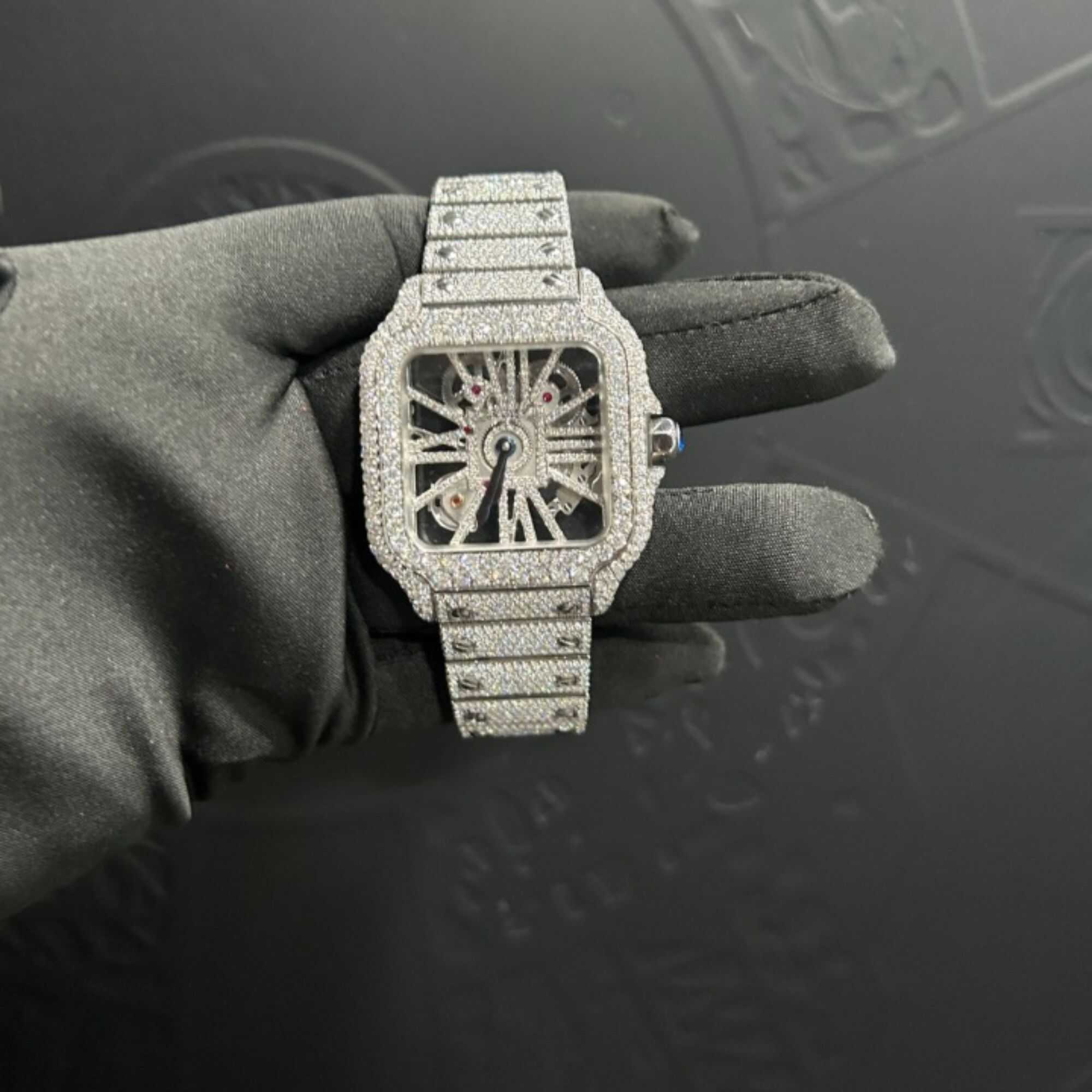 Elegant Moissanite Watches with Gold & Silver Iced Band