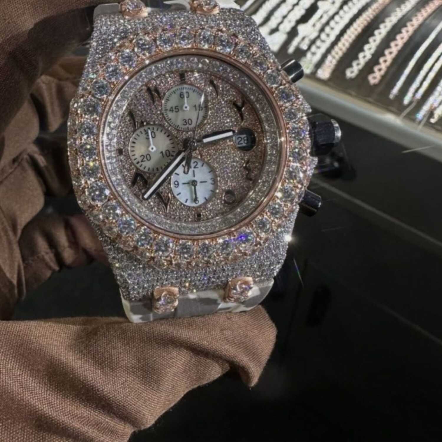 Moissanite Watches Fully Iced with Minimalist Round Dial for Men & Women - Image 4