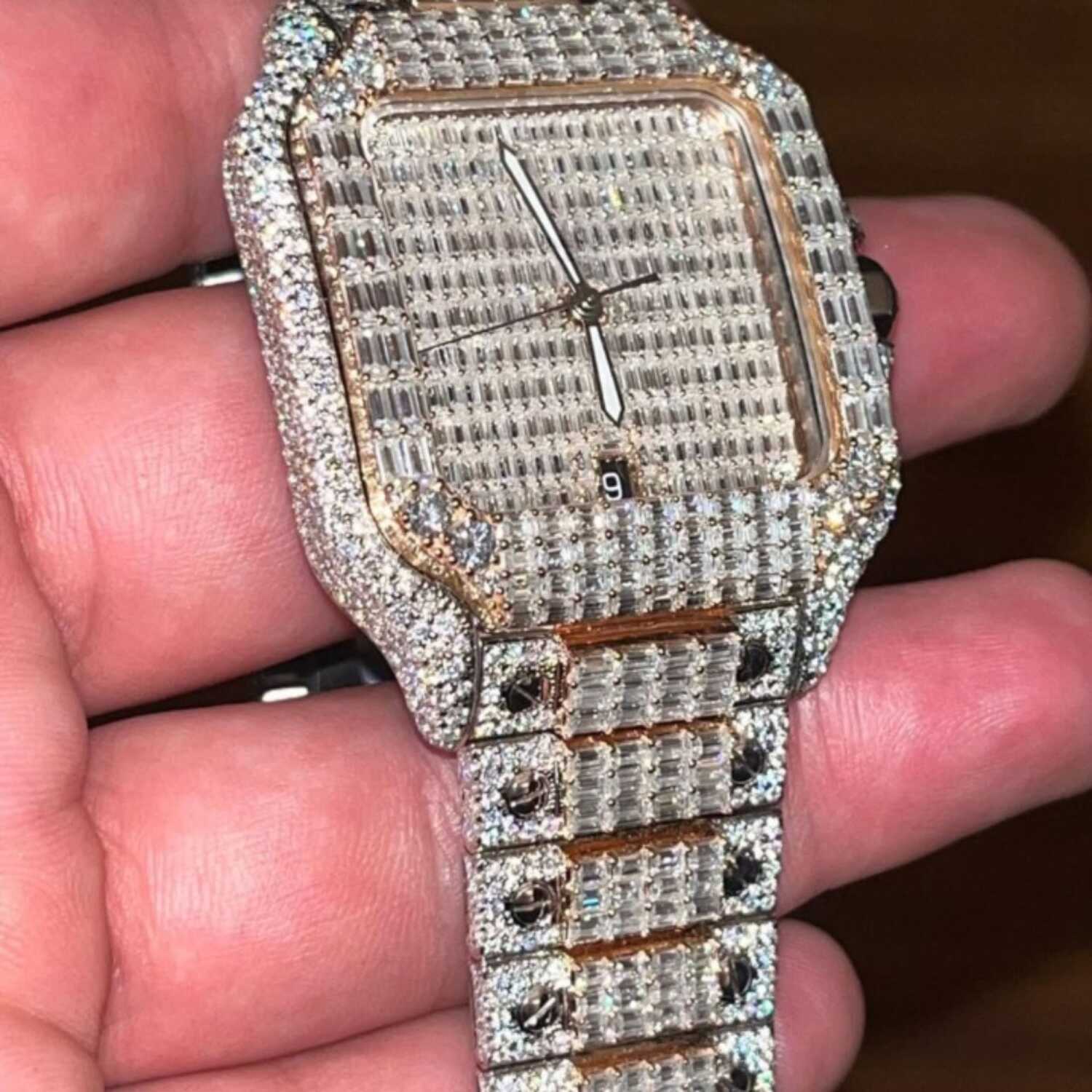 Iced Out Moissanite Watches with Sleek Dial for Men & Women - Image 4