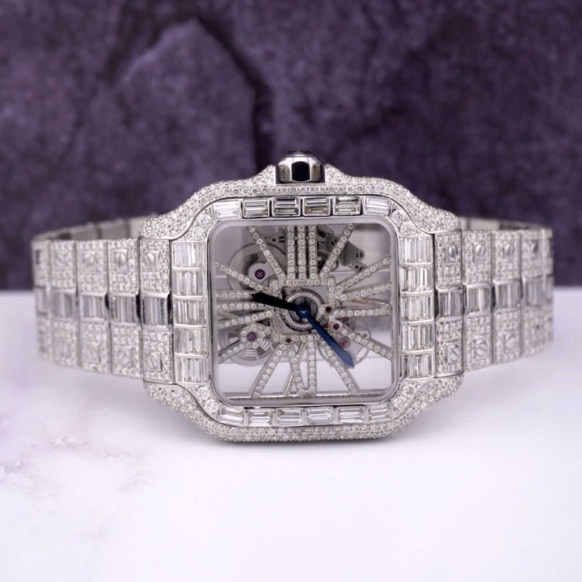 Diamond Finish Bust Down Iced Out Watches, Moissanite Watches - Image 8