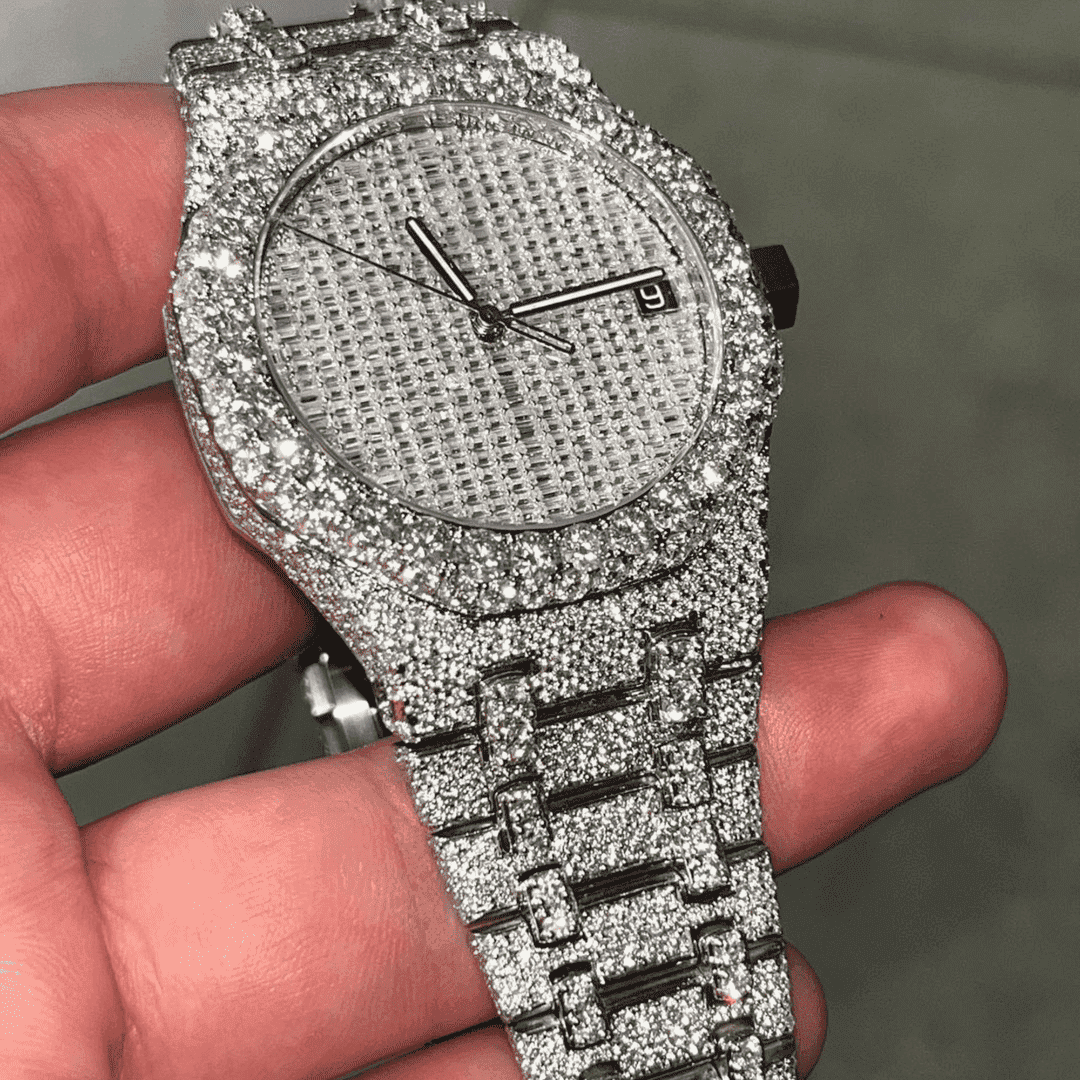 Iced Out Stainless Steel Hip Hop VVS Moissanite Watch - Image 6