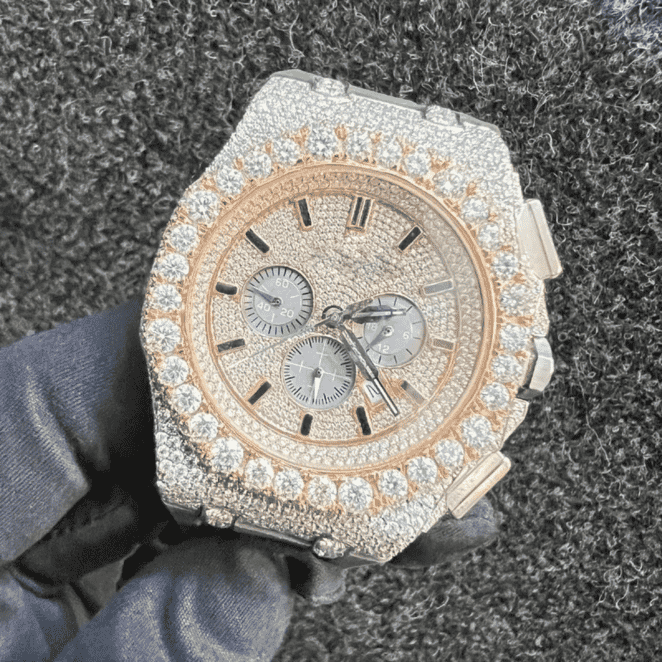 Iced Out Moissanite Watch with Premium Silicone Band